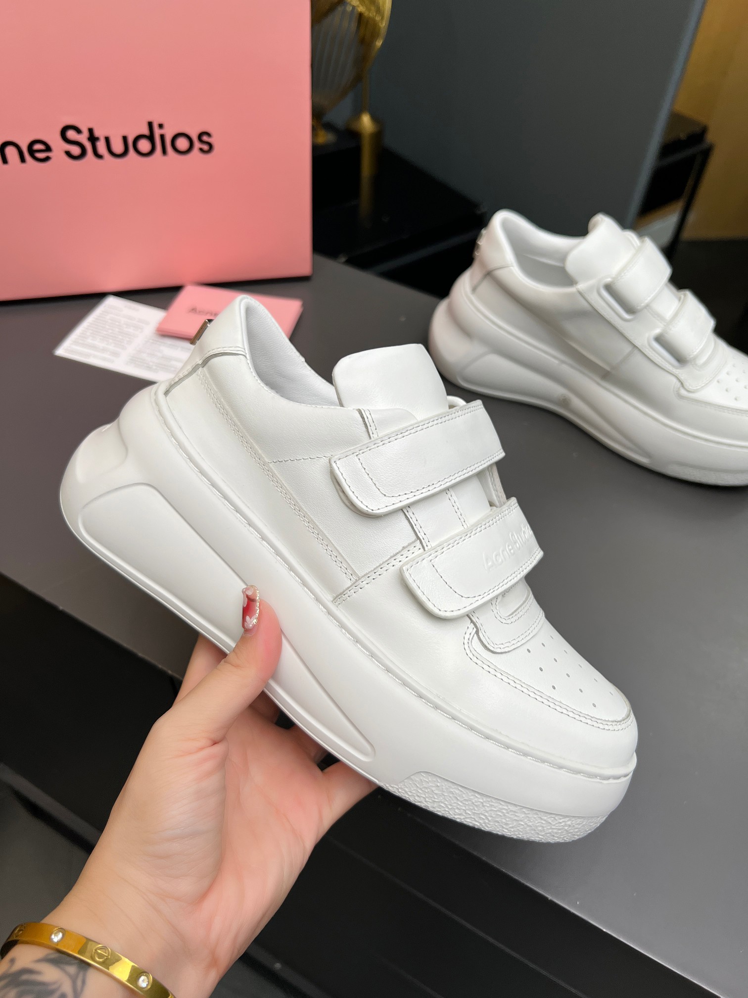 Acne Studios Velcro Platform Sneakers White
