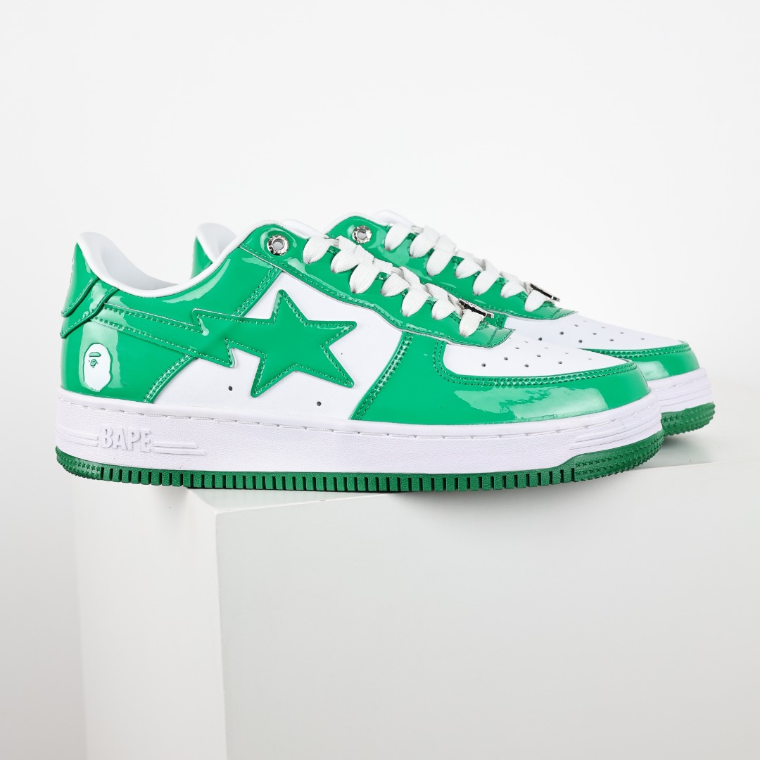 Bape Sta Patent Low Sneakers Green