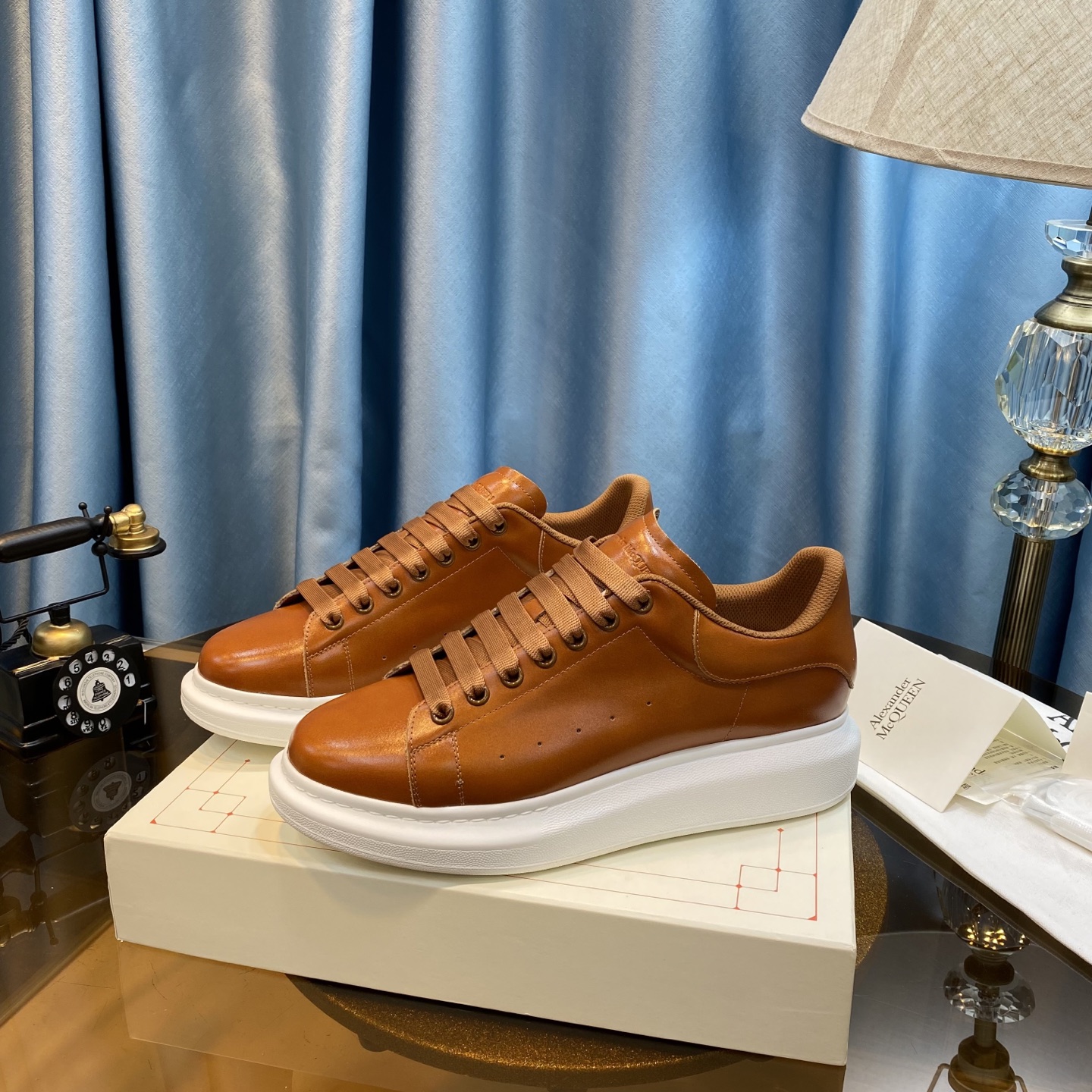 McQueen Leather Sneakers Brown