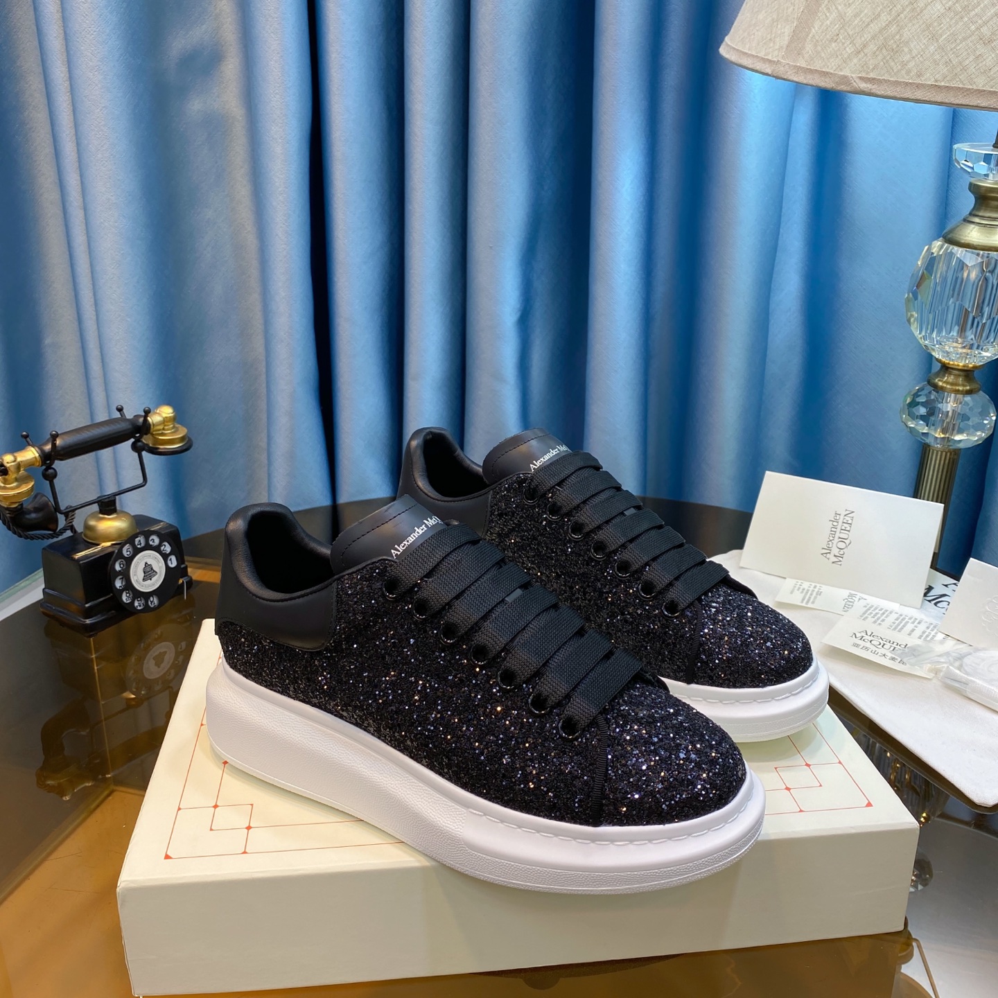 McQueen Glitter Sneakers Black