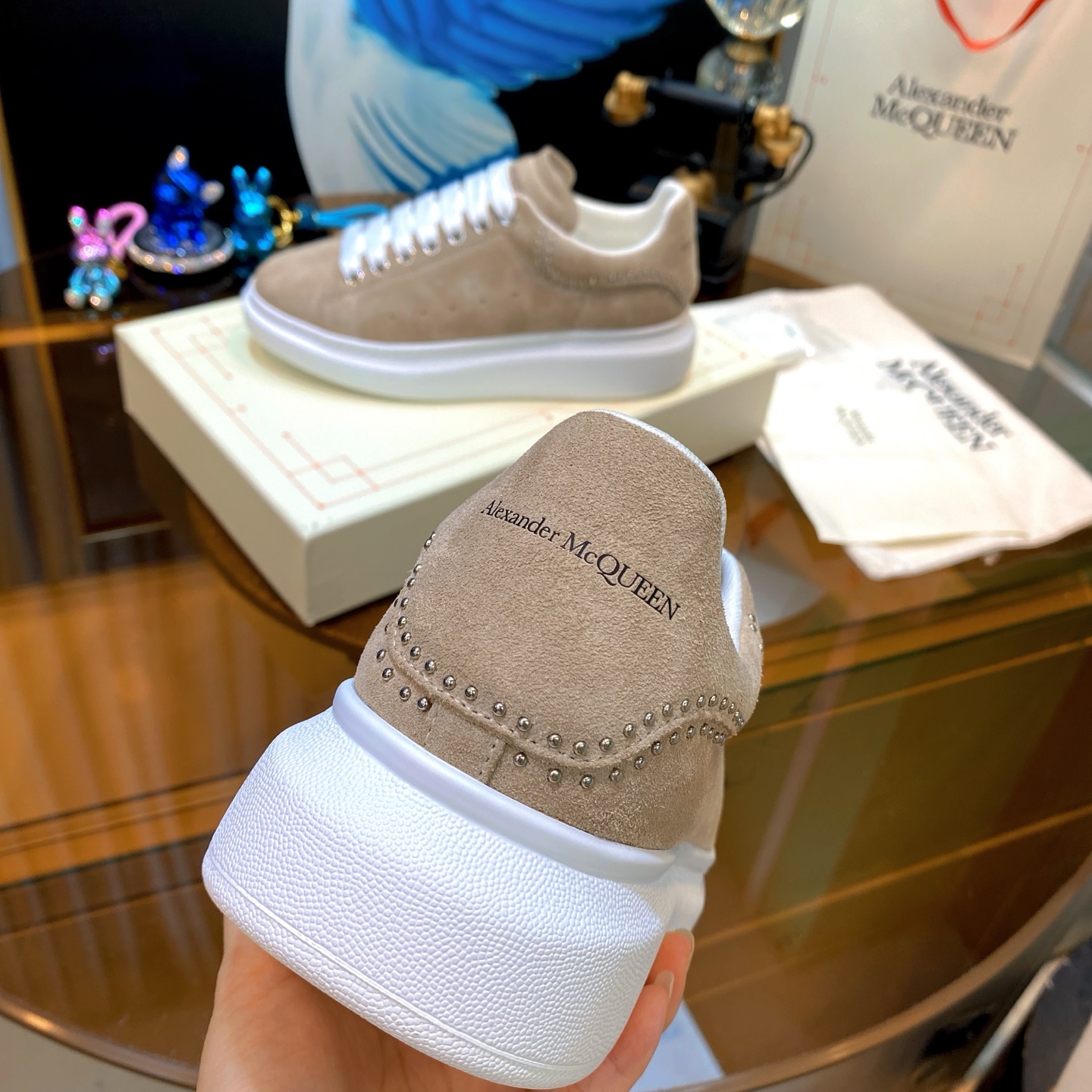 McQueen Stud Sneakers Beige