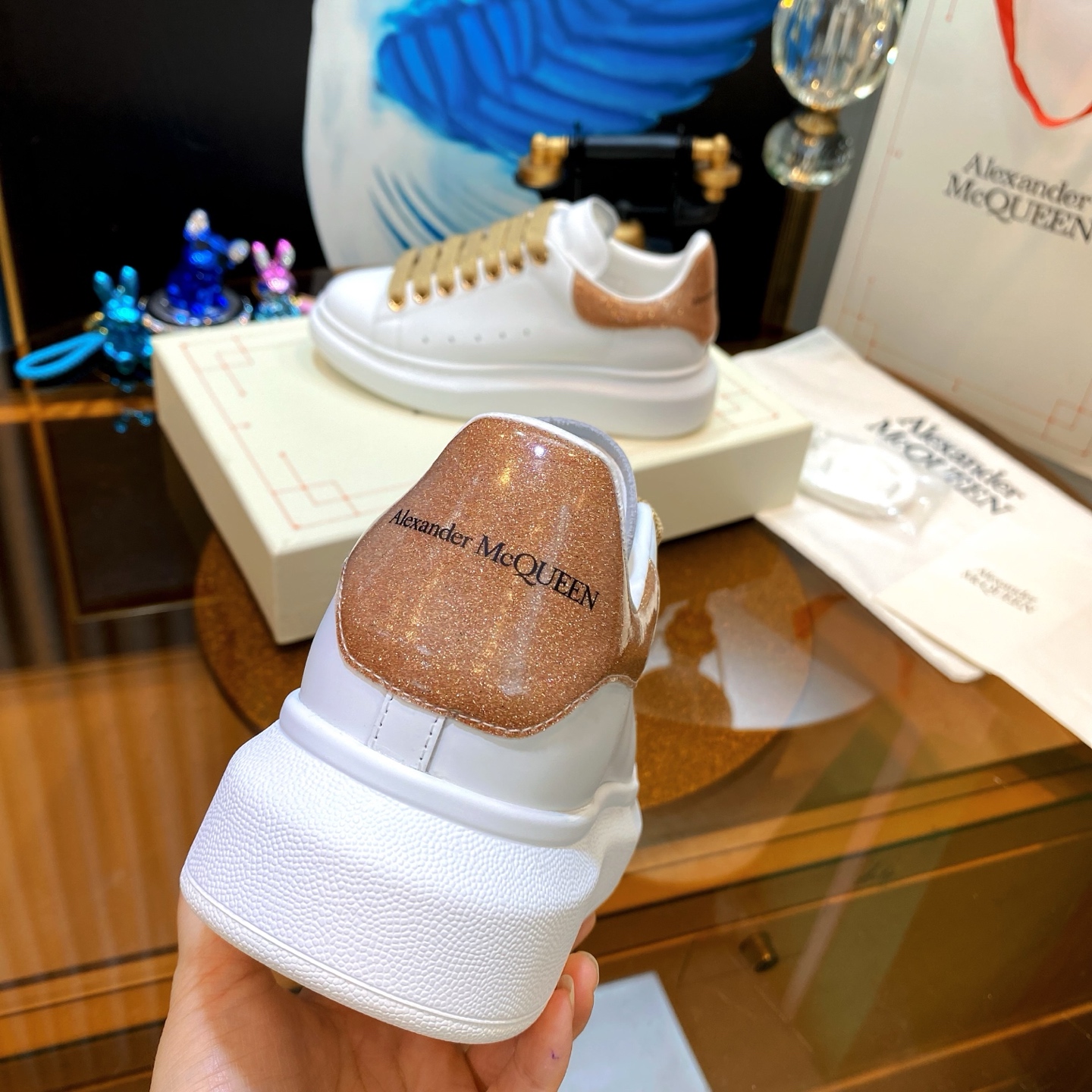 McQueen Low Sneaker White Gold