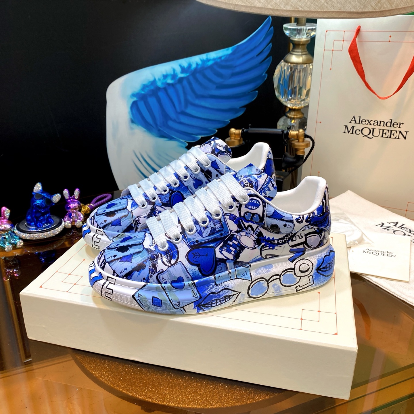 McQueen Graffiti Sneakers Blue
