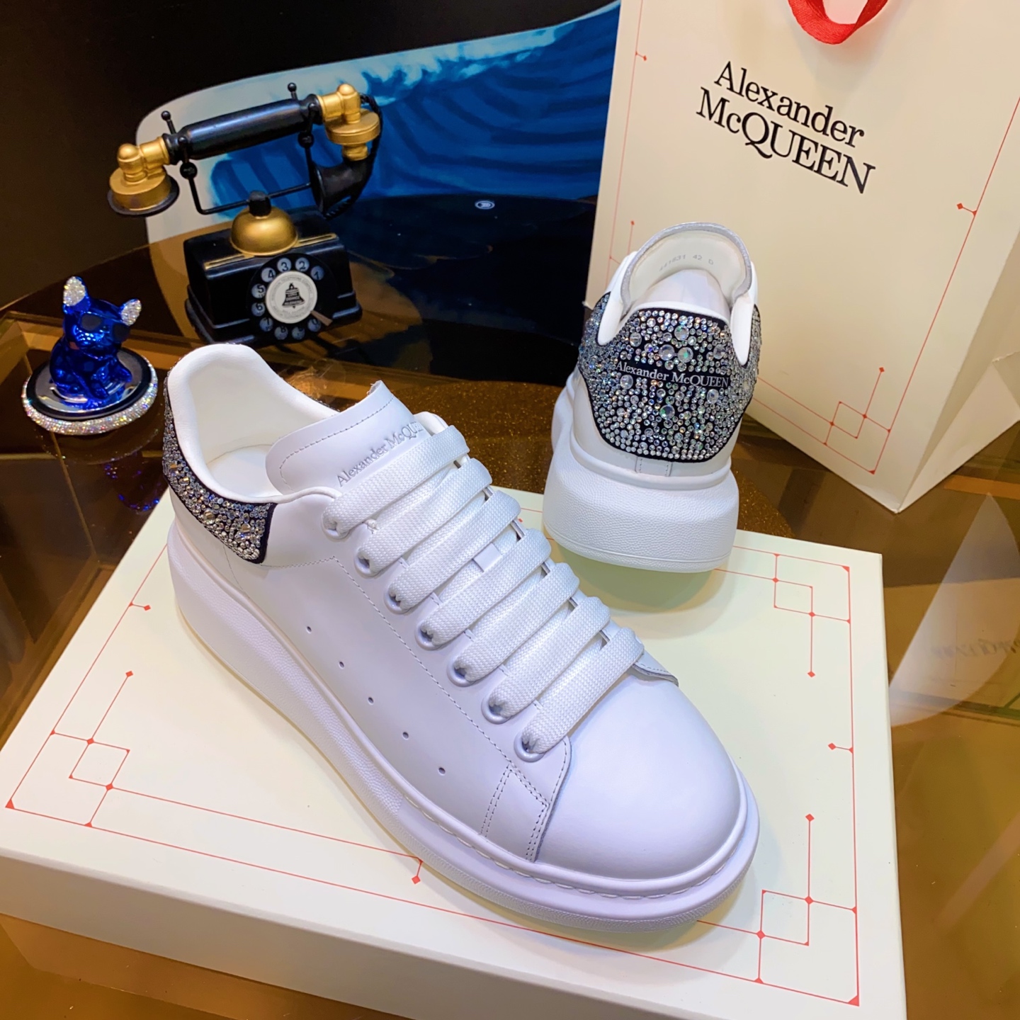 McQueen Crystal Shoes White