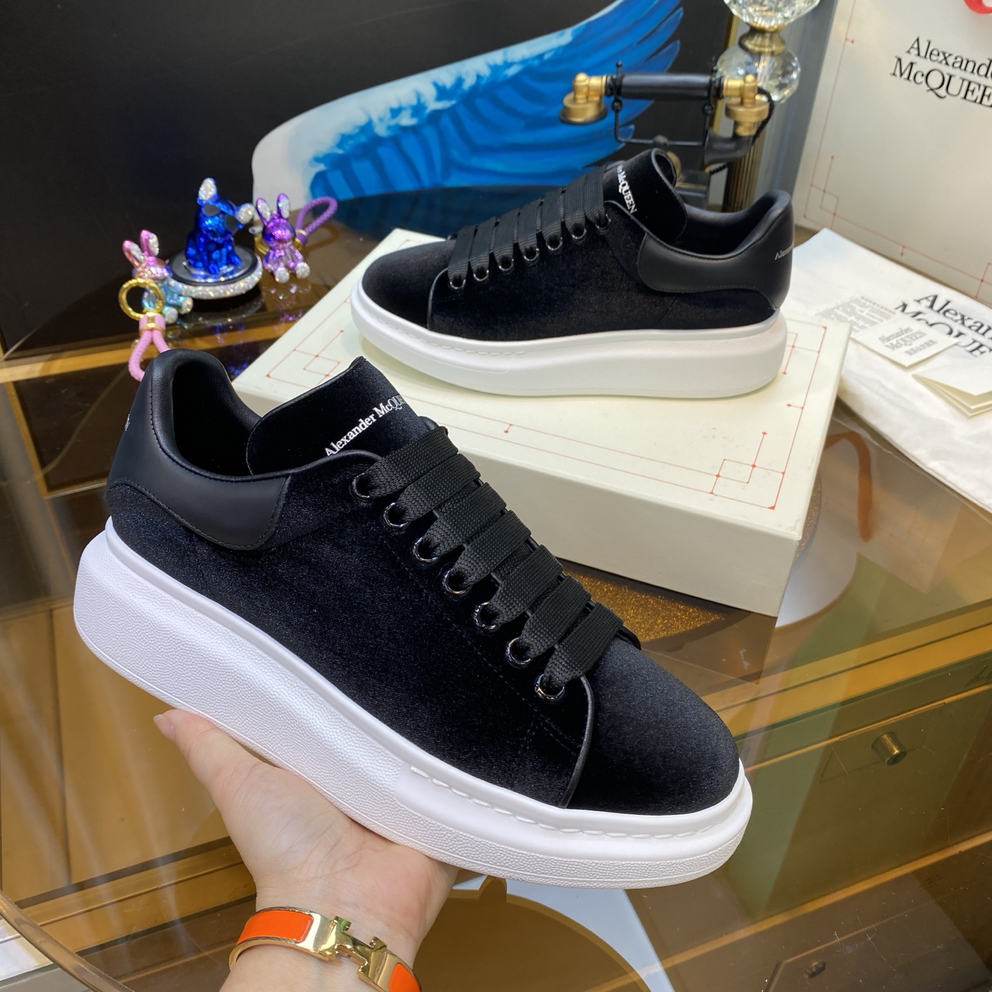 McQueen Velvet Shoes Black