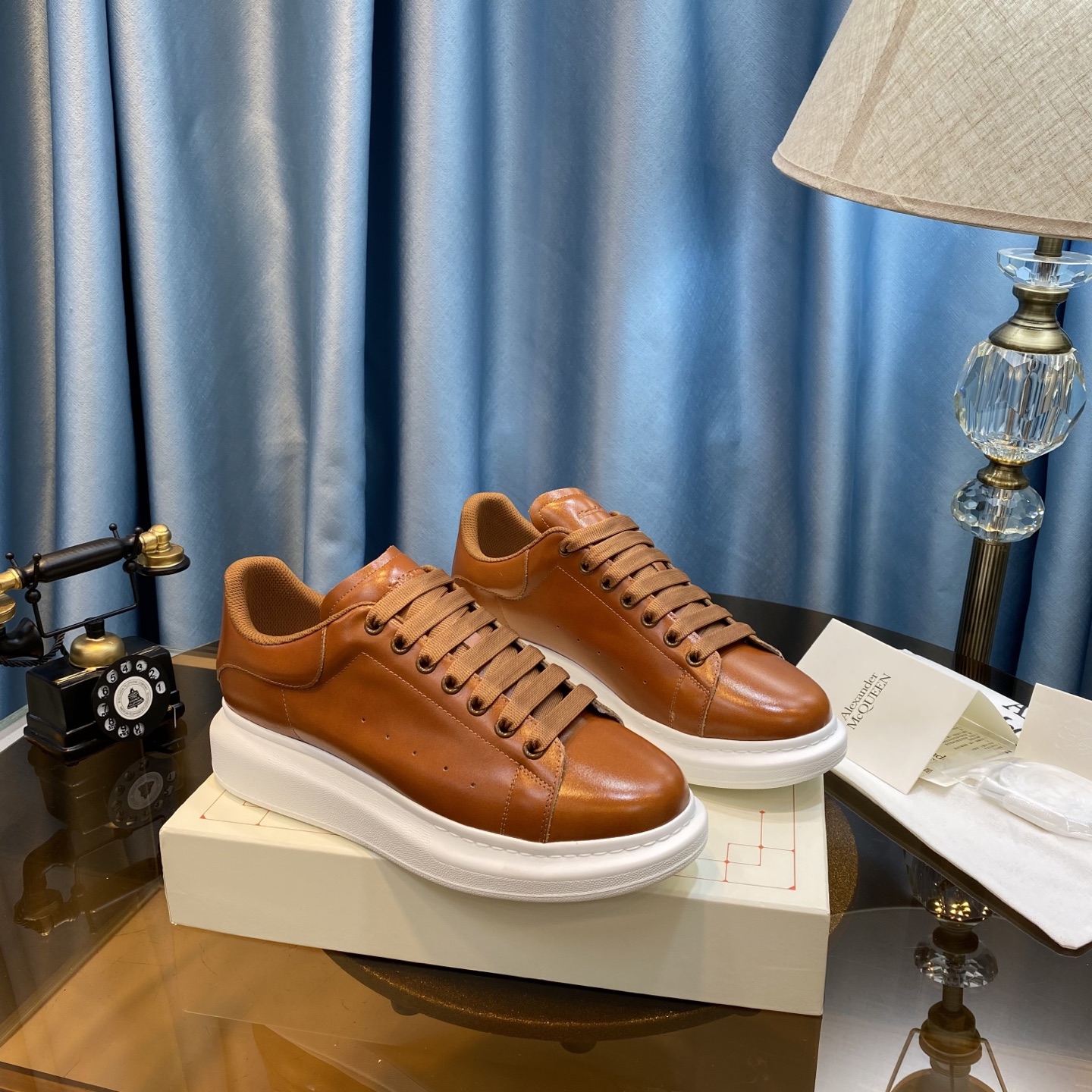 McQueen Leather Sneakers Brown