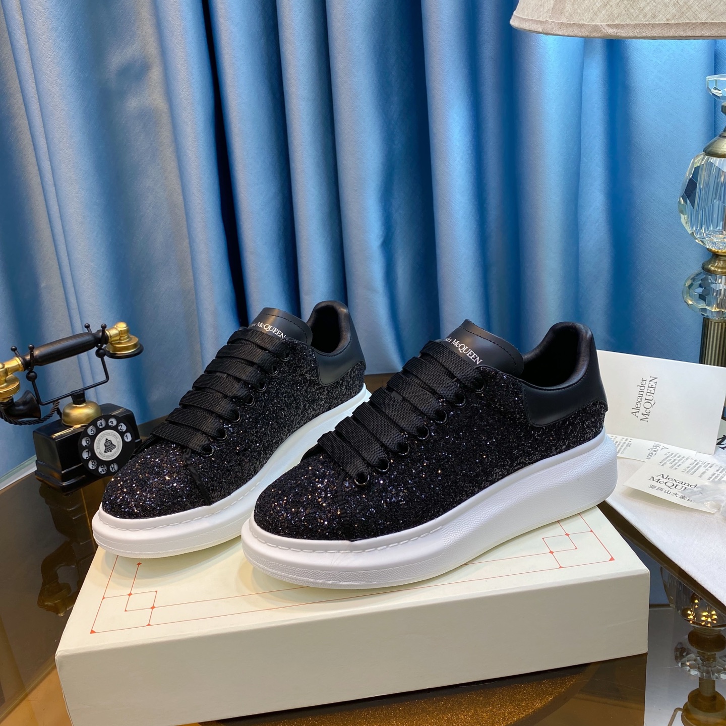 McQueen Glitter Sneakers Black
