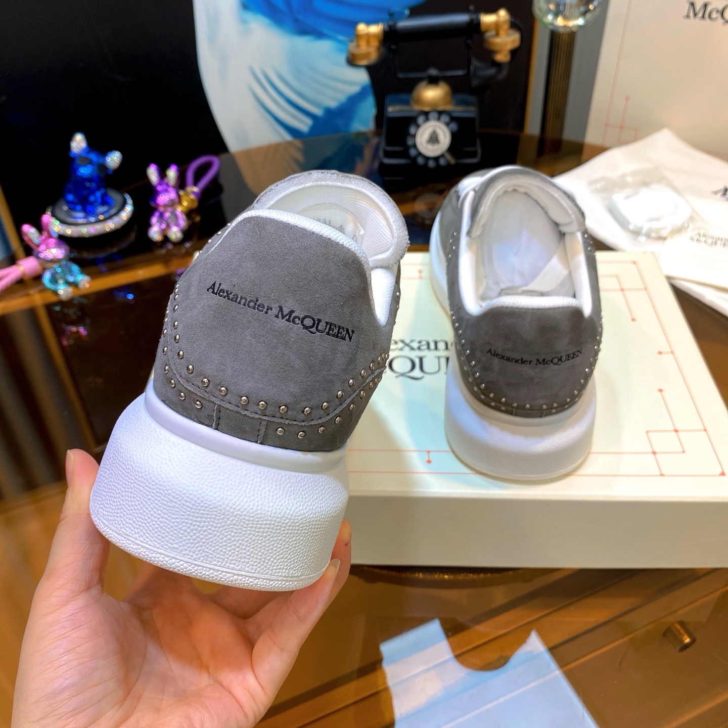 McQueen Stud Sneaker Grey