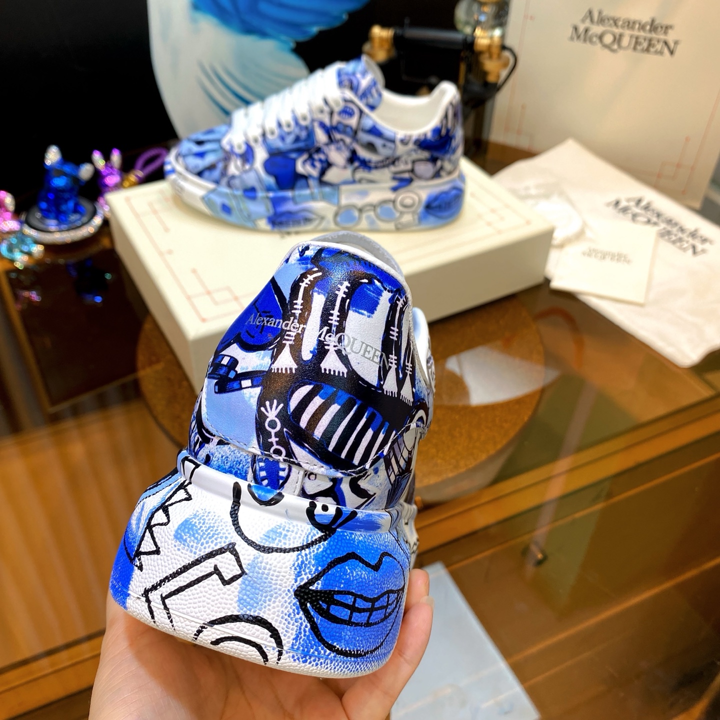 McQueen Graffiti Sneakers Blue