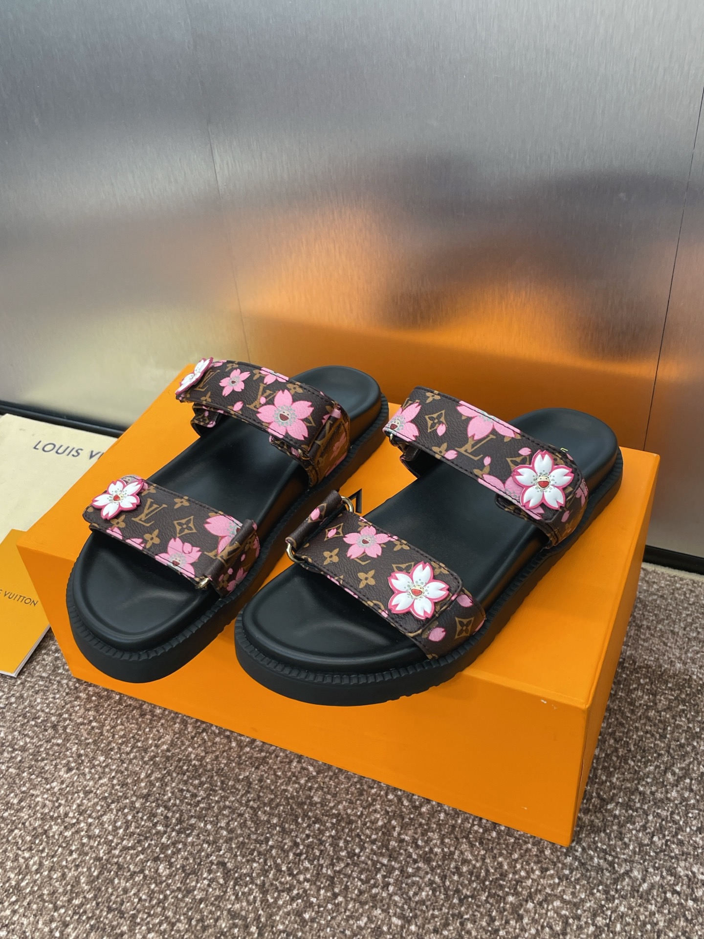 LV Floral Sandals Brown