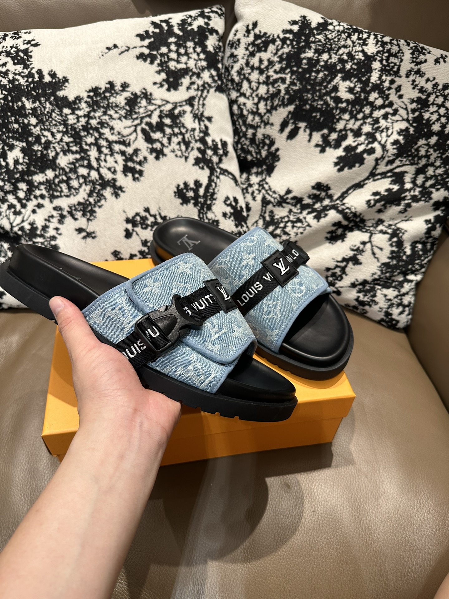 LV Buckle Slides Blue