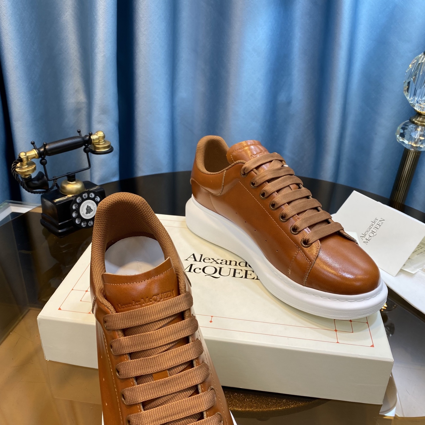 McQueen Leather Sneakers Brown