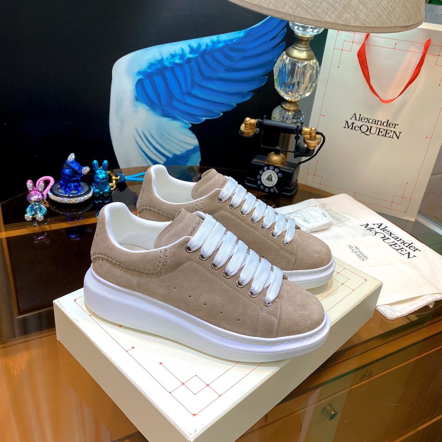 McQueen Stud Sneakers Beige