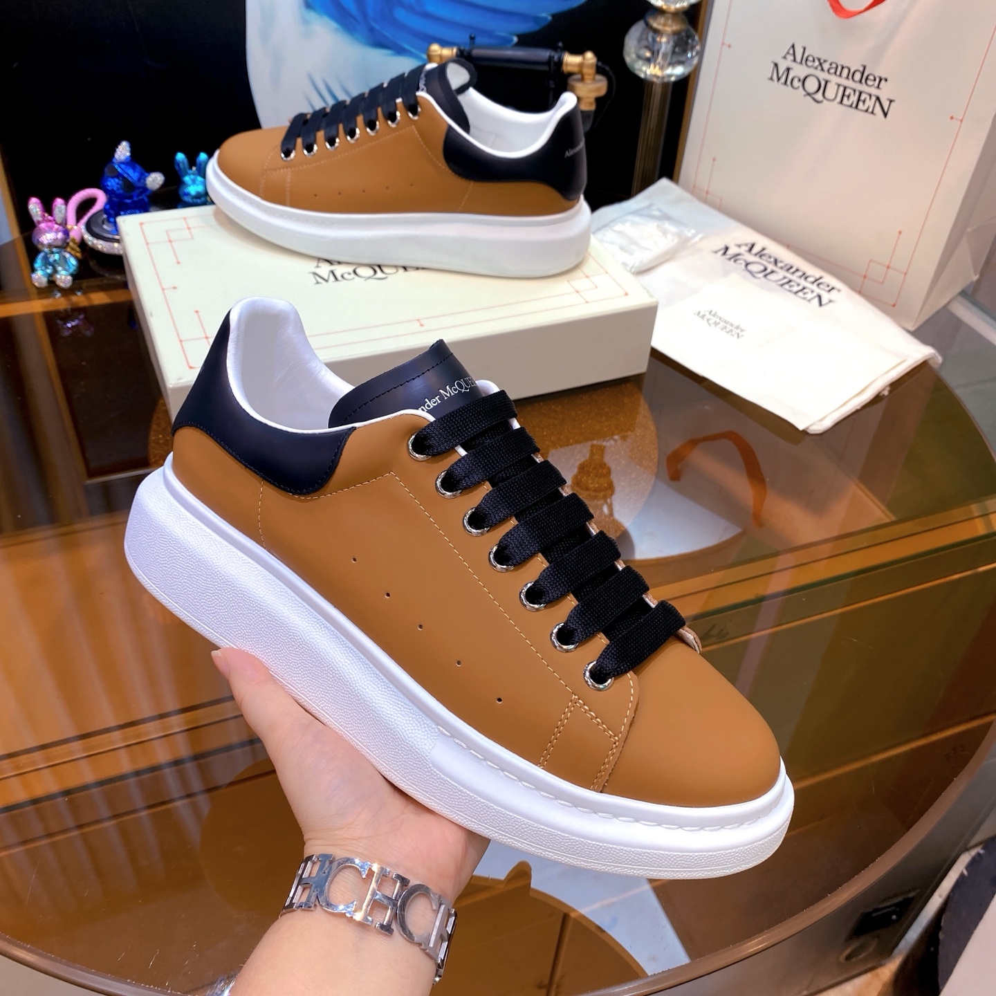 McQueen Leather Sneaker Brown