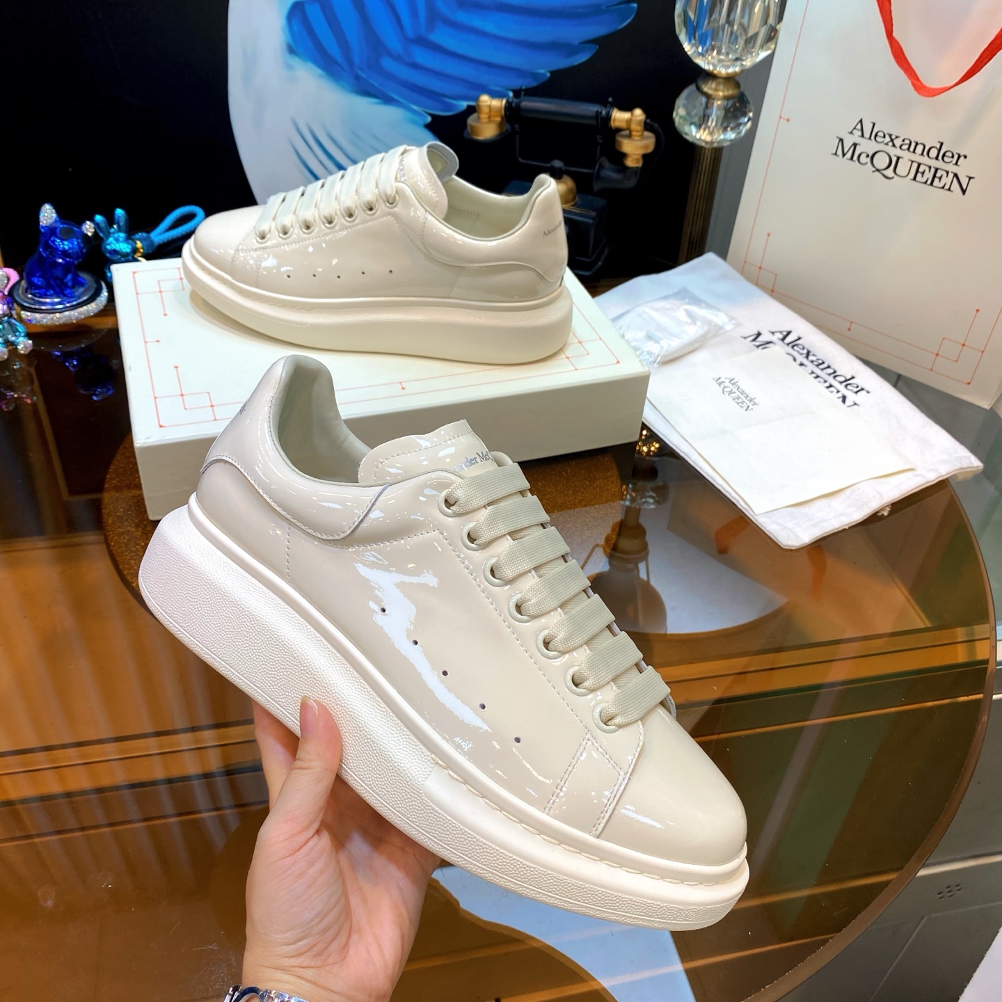 McQueen Platform Sneaker Beige