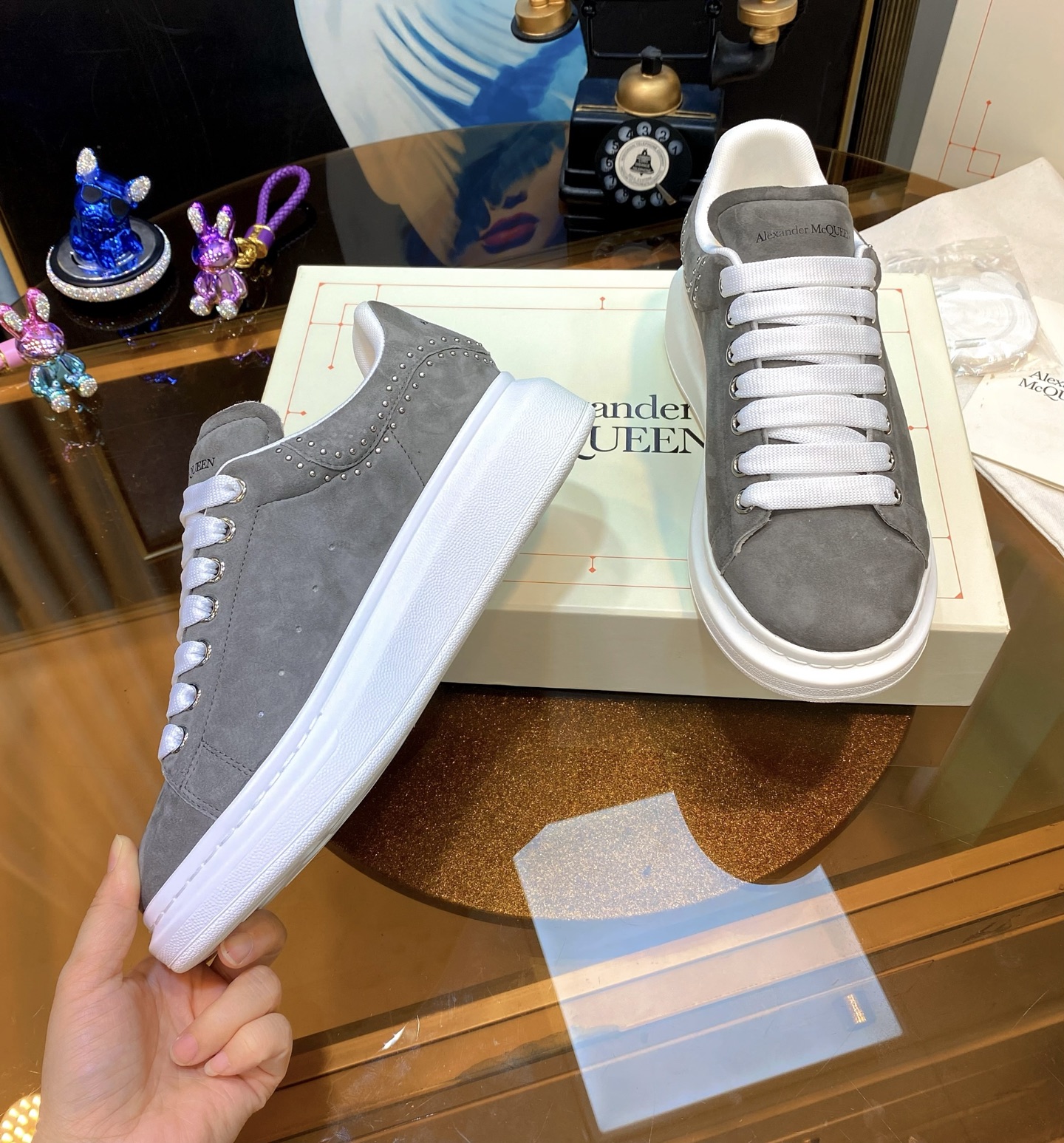 McQueen Stud Sneaker Grey