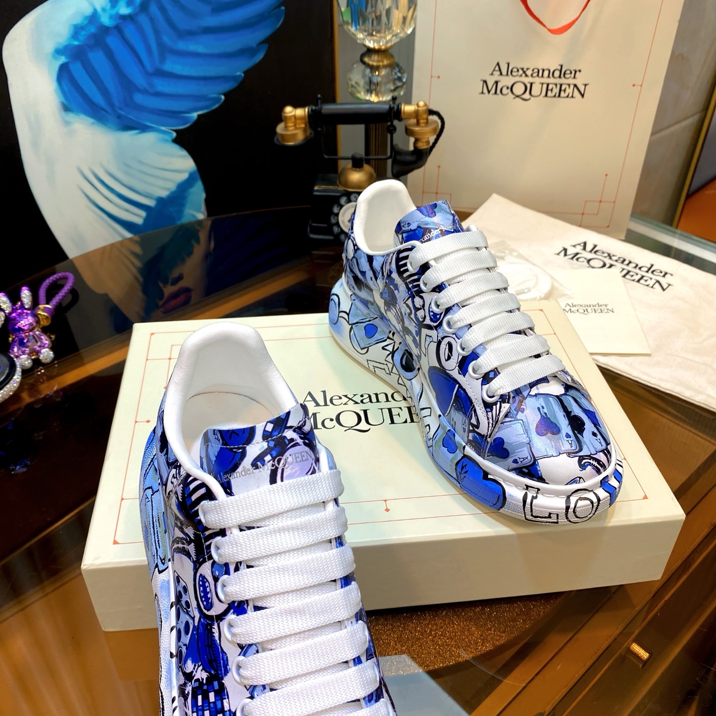 McQueen Graffiti Sneakers Blue