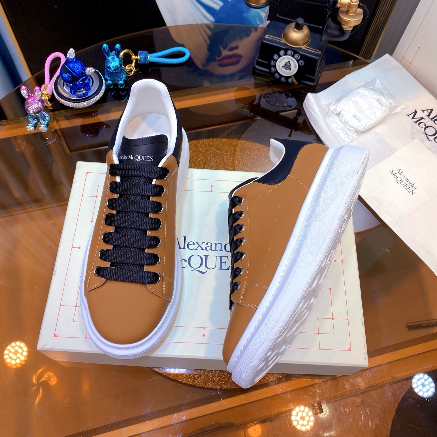 McQueen Leather Sneaker Brown