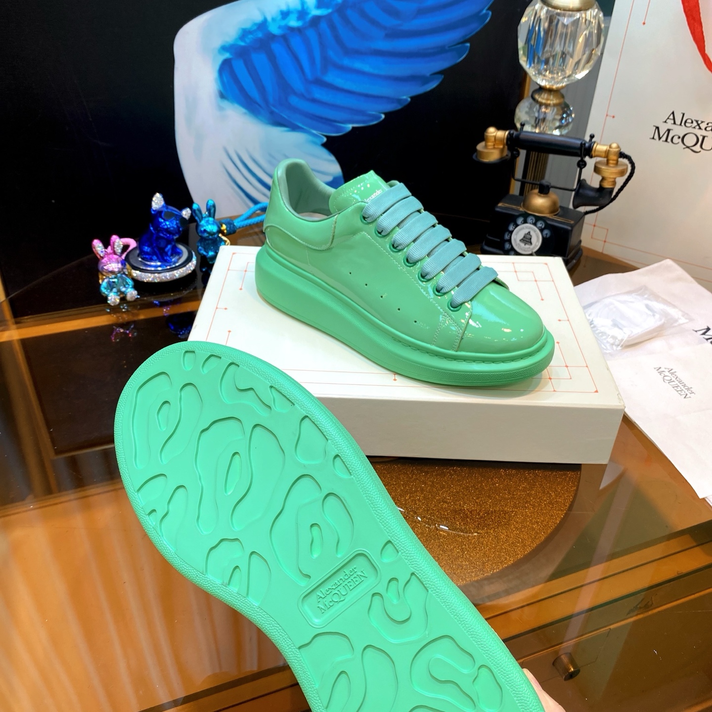 McQueen Patent Sneakers Mint