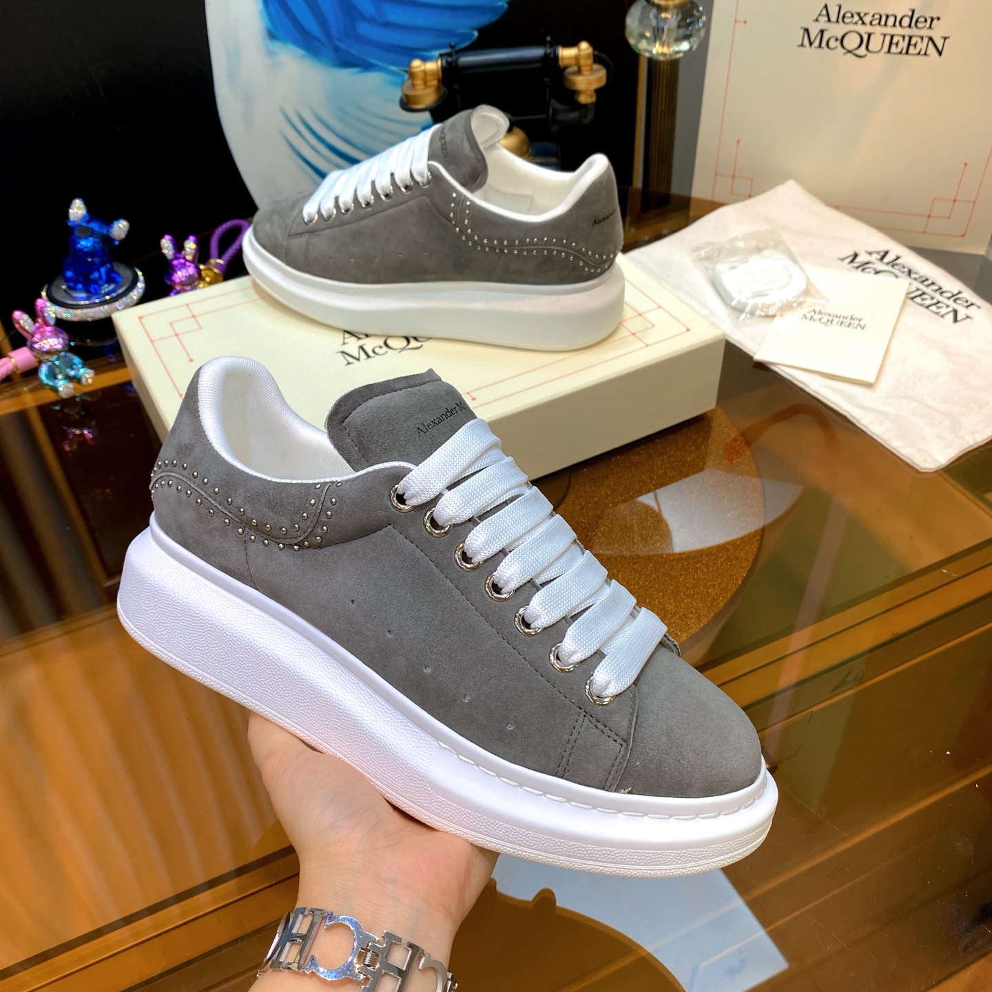 McQueen Stud Sneaker Grey