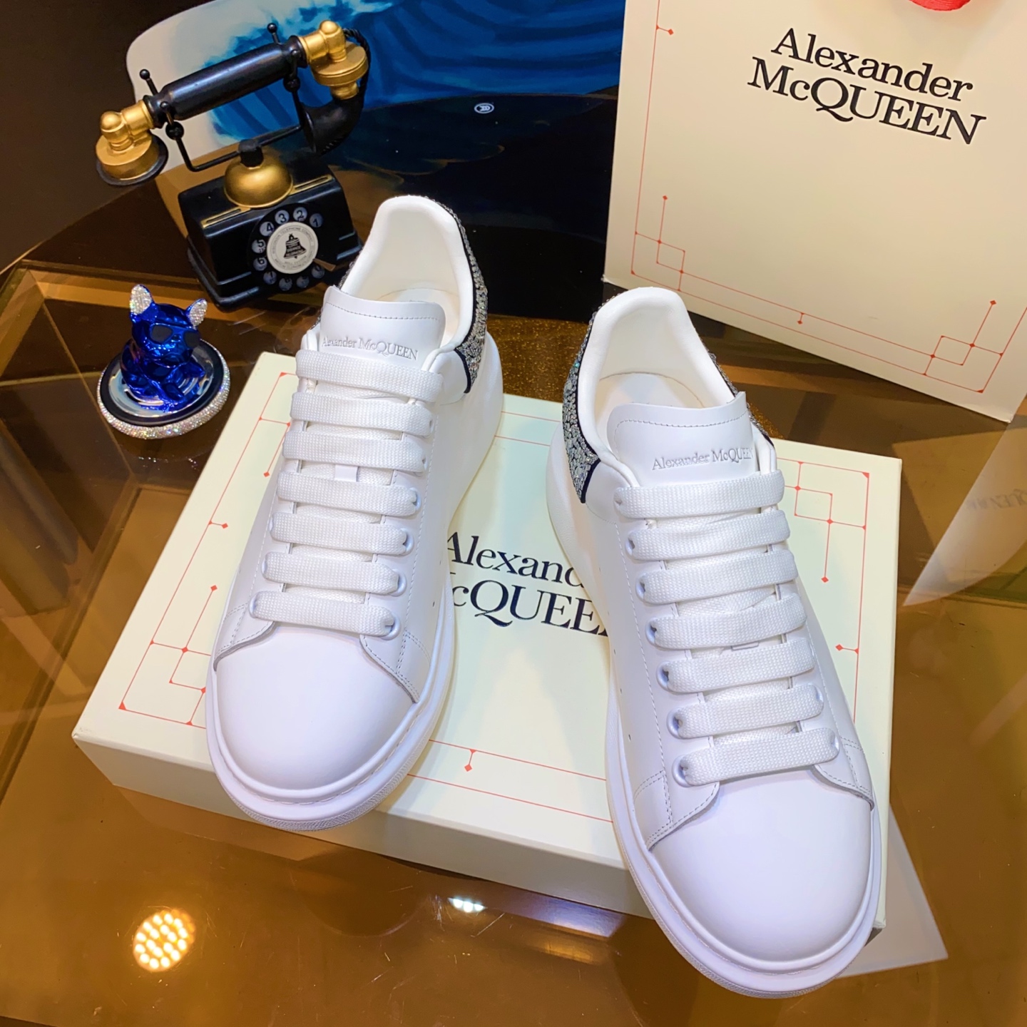 McQueen Crystal Shoes White