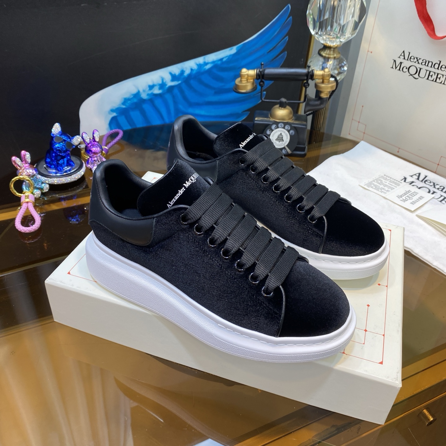McQueen Velvet Shoes Black