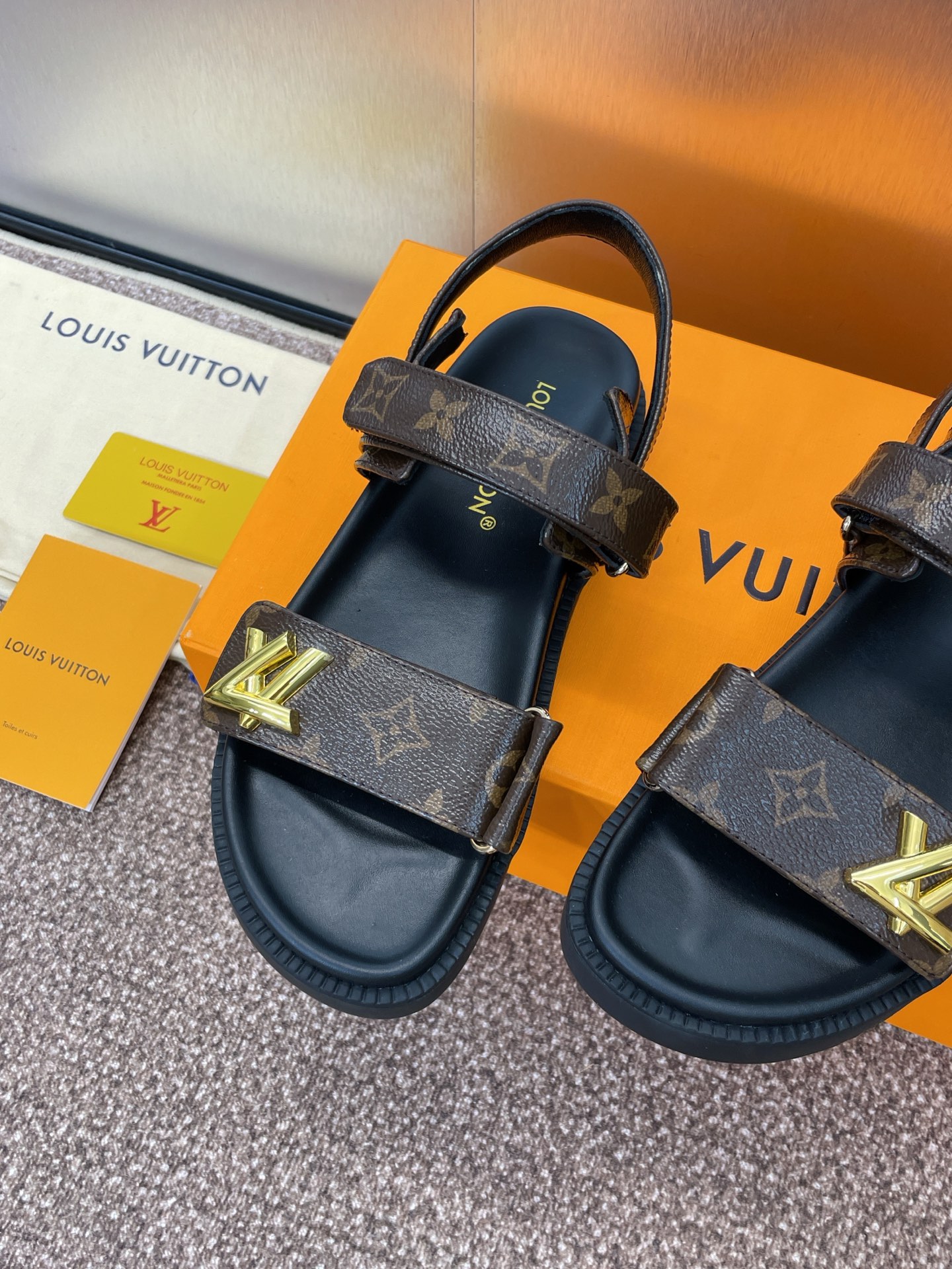 LV Monogram Sandals Brown