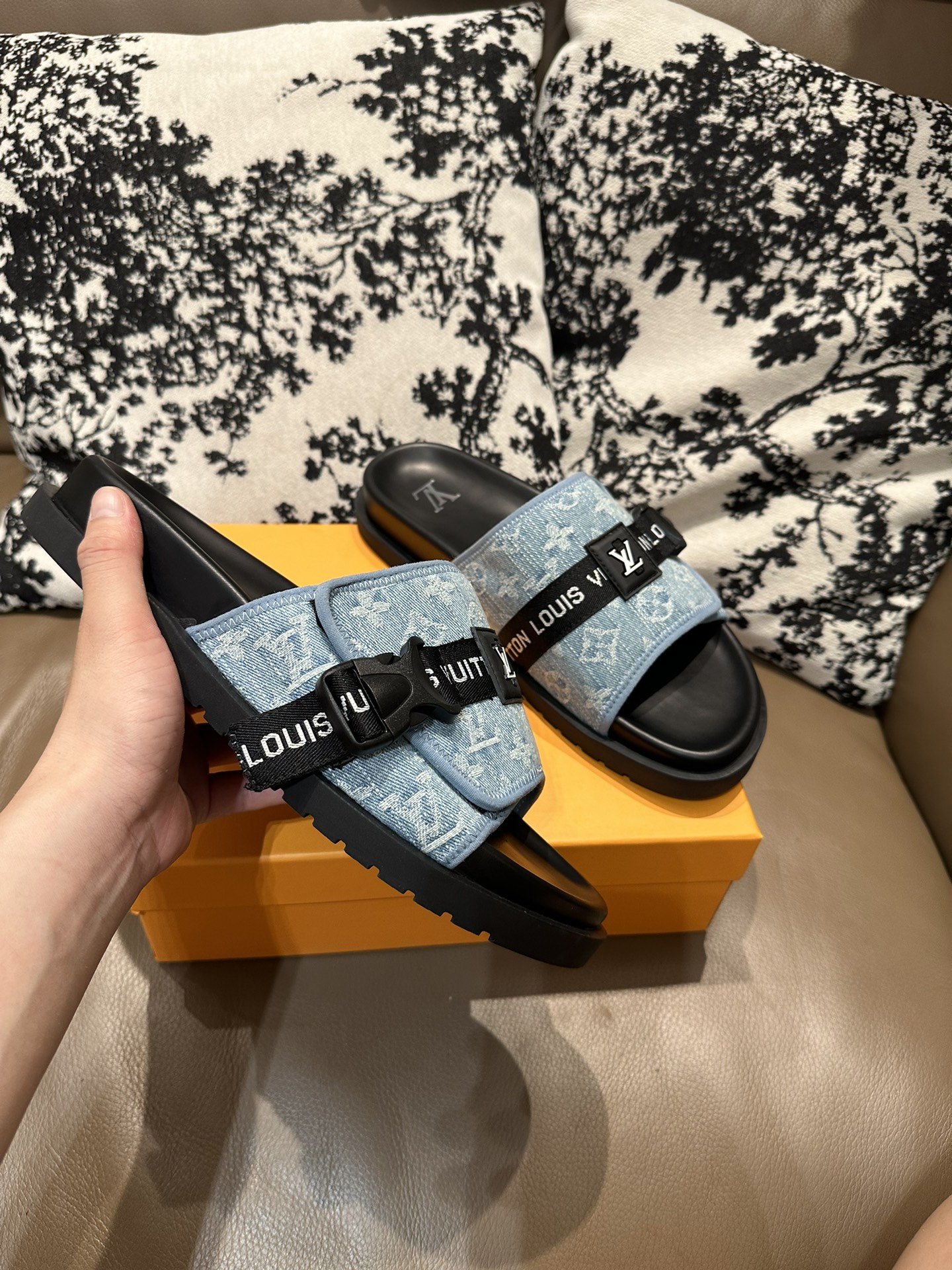 LV Buckle Slides Blue