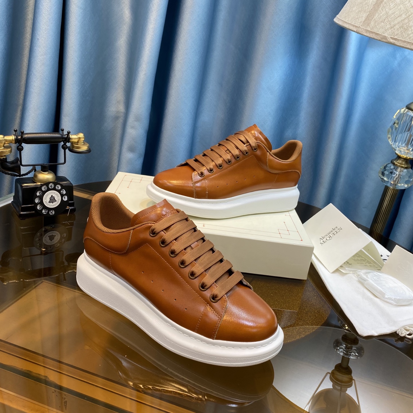 McQueen Leather Sneakers Brown
