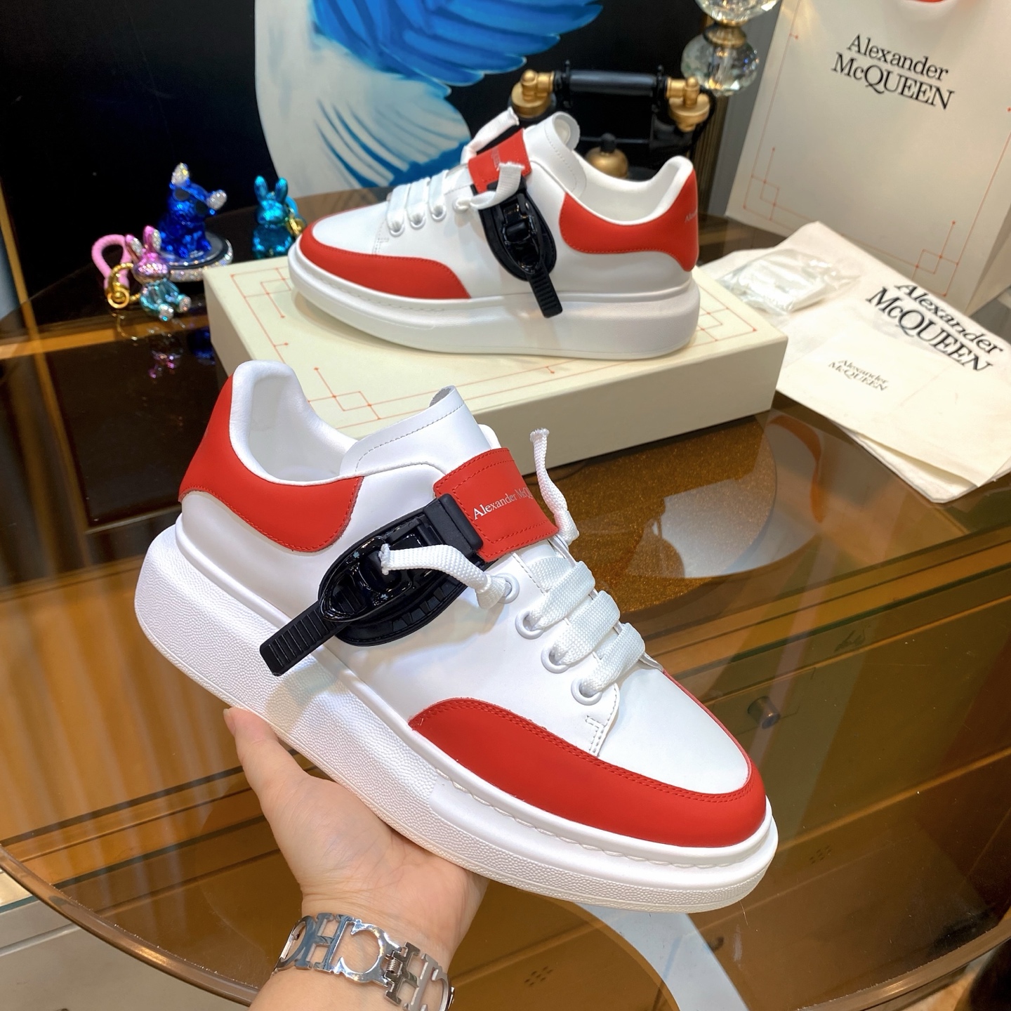 McQueen Leather Sneakers Red