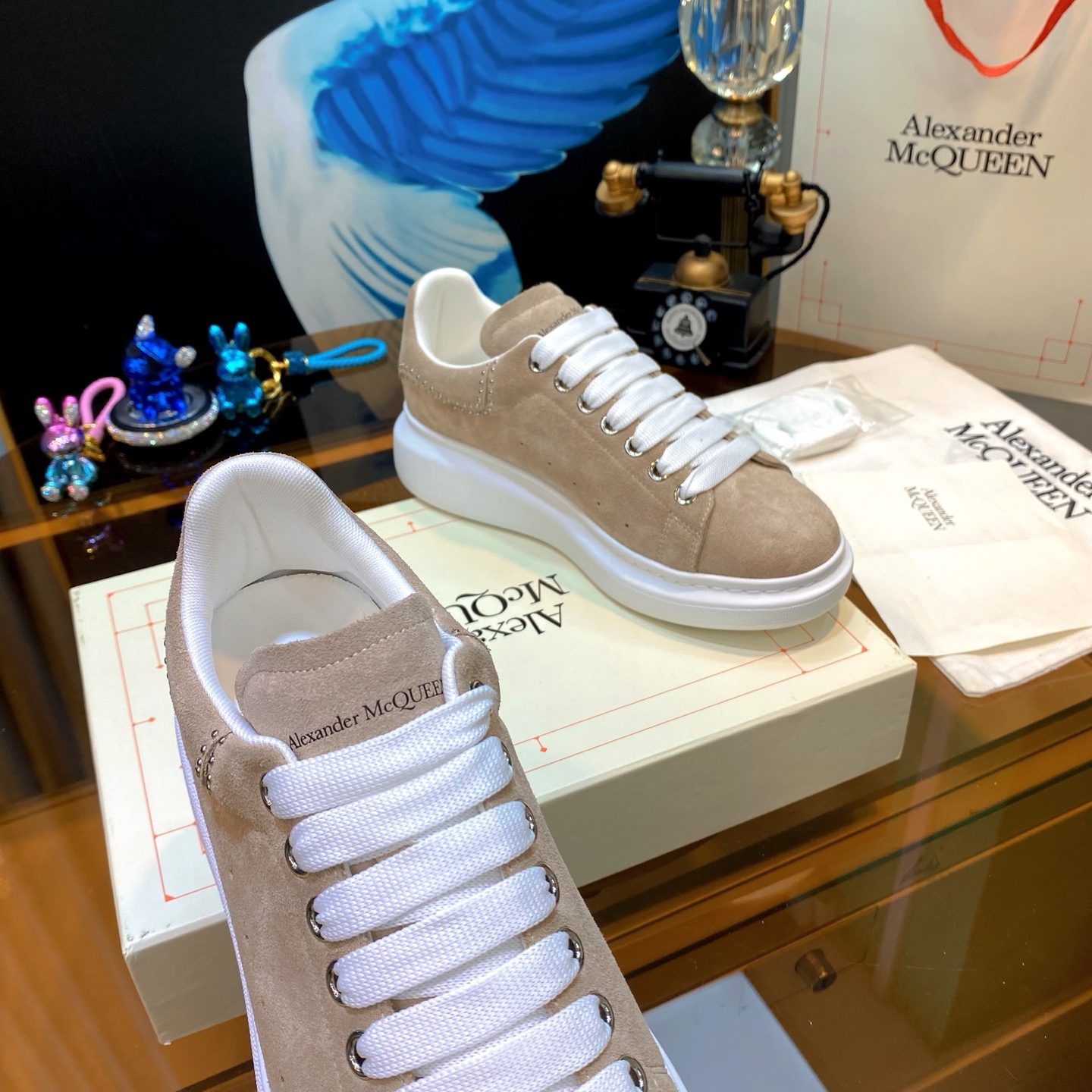 McQueen Stud Sneakers Beige