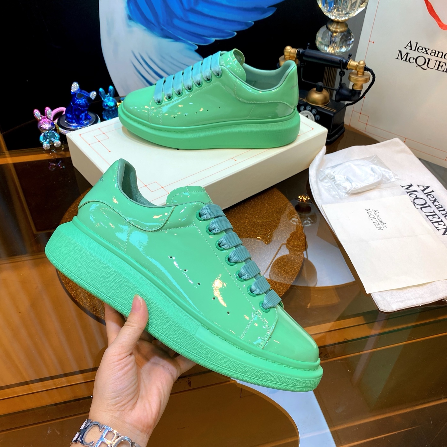 McQueen Patent Sneakers Mint