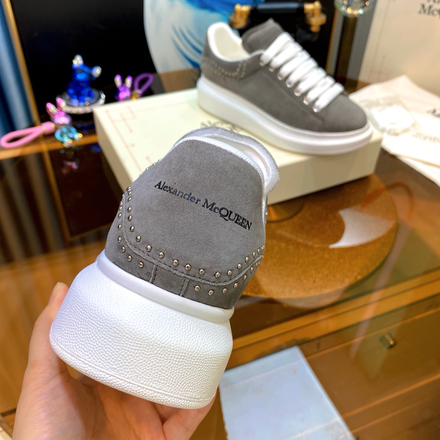 McQueen Stud Sneaker Grey