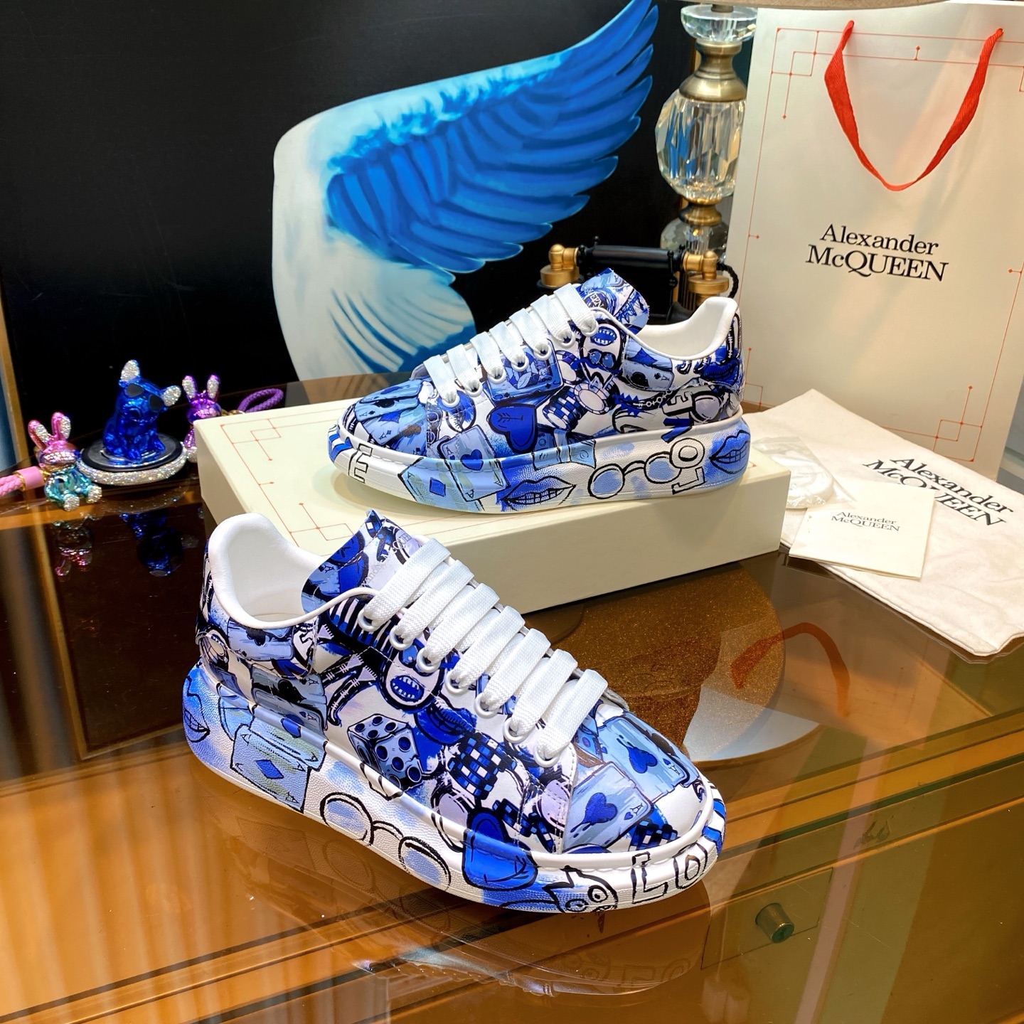McQueen Graffiti Sneakers Blue