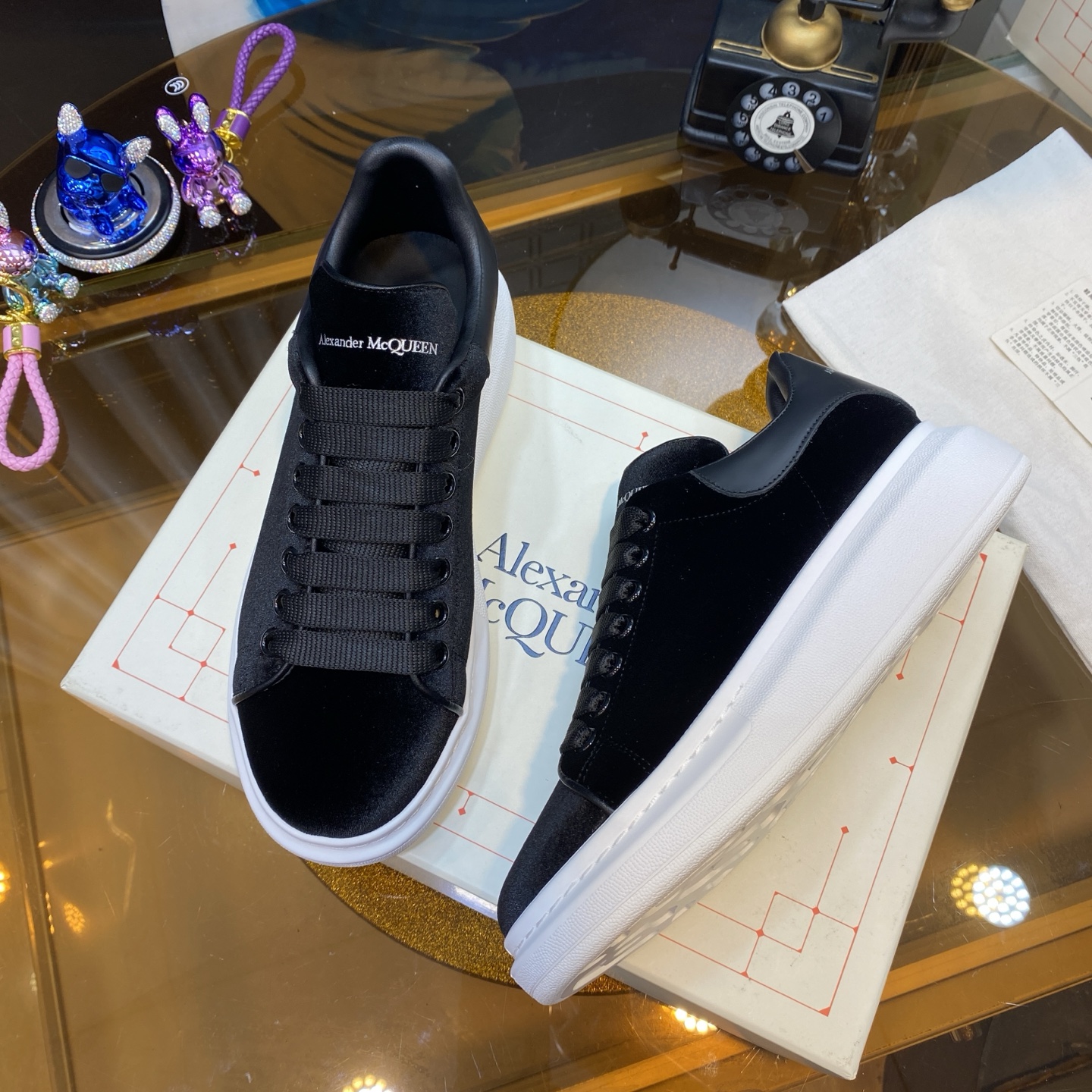 McQueen Velvet Shoes Black