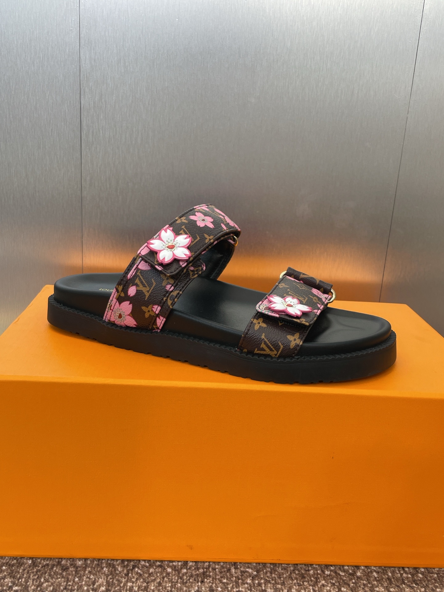 LV Floral Sandals Brown