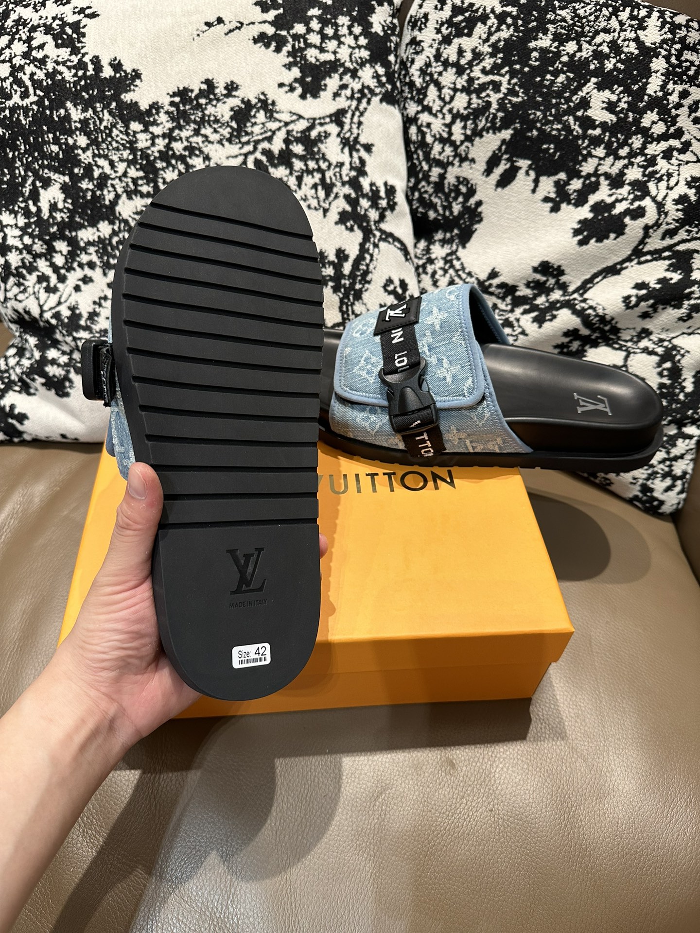 LV Buckle Slides Blue