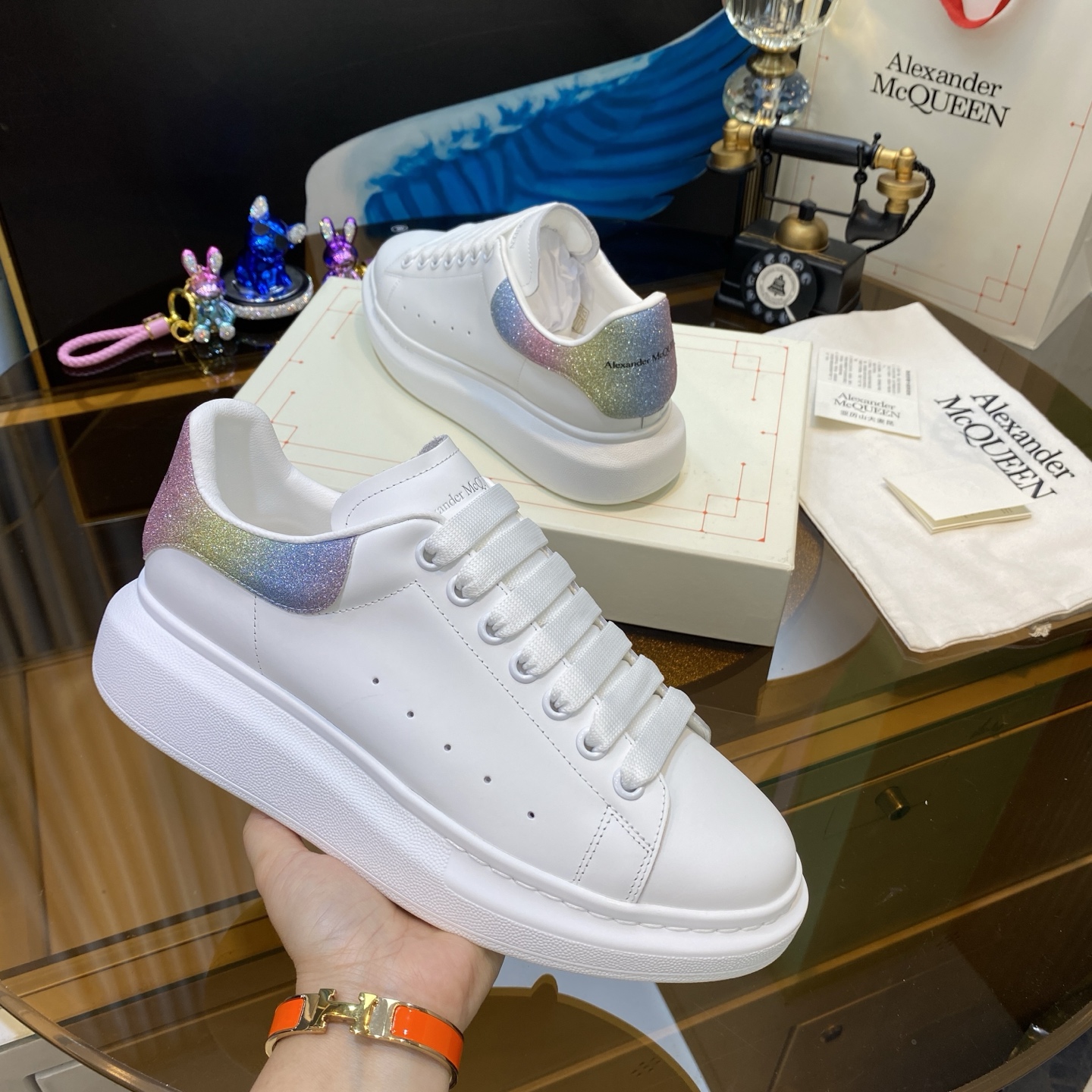 McQueen Glitter Sneaker White
