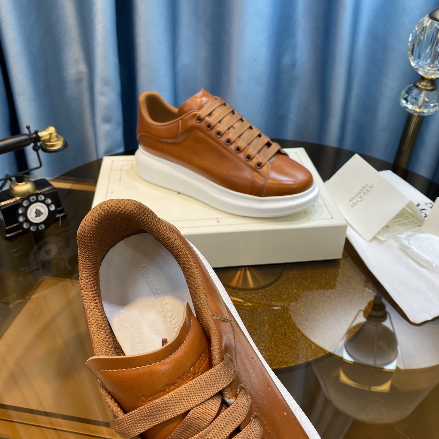McQueen Leather Sneakers Brown
