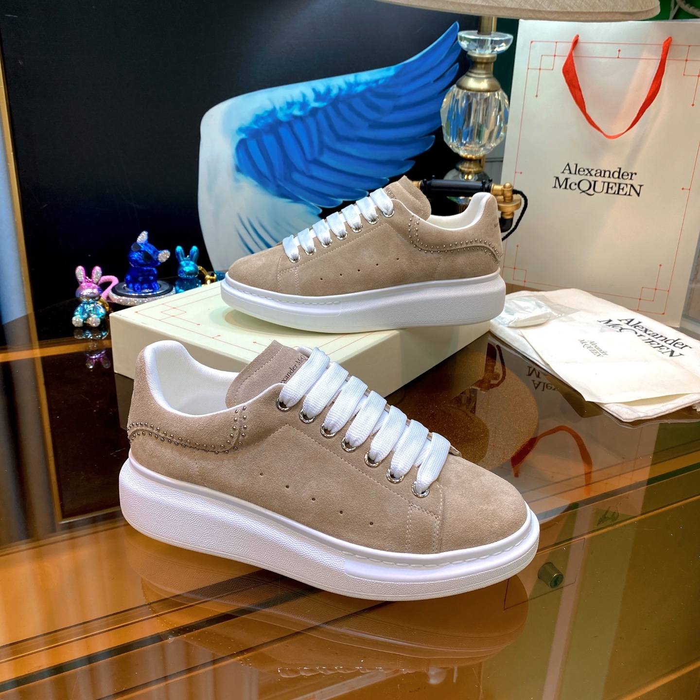 McQueen Stud Sneakers Beige