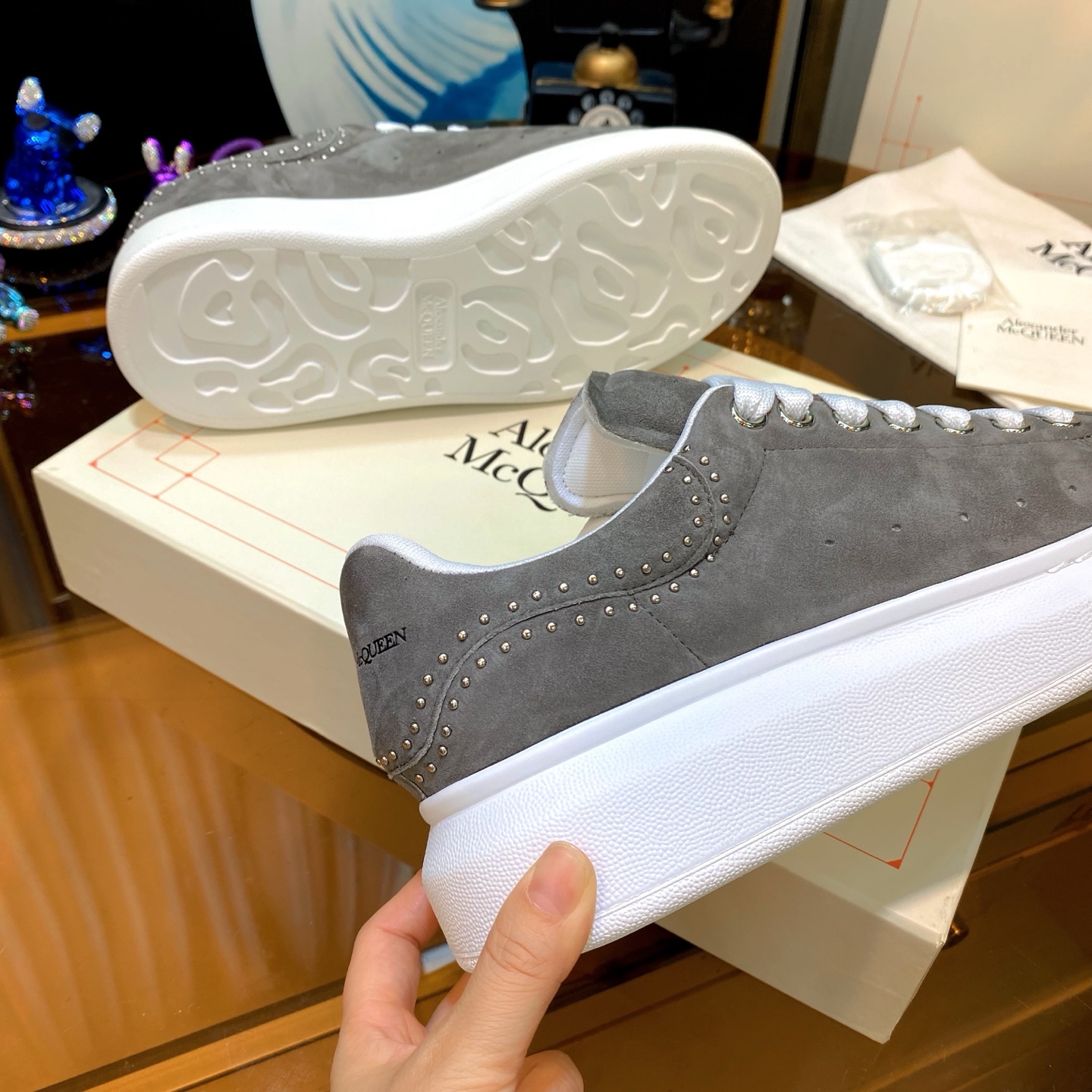 McQueen Stud Sneaker Grey