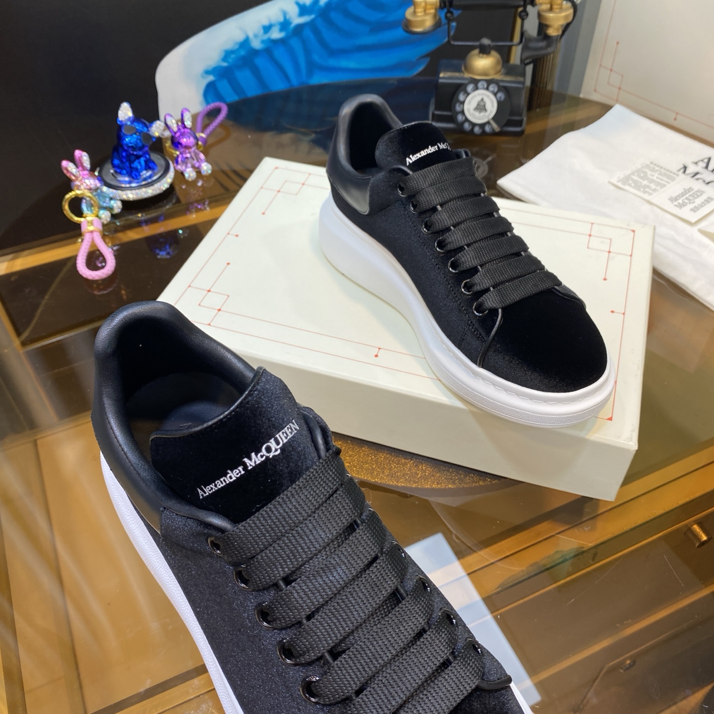 McQueen Velvet Shoes Black