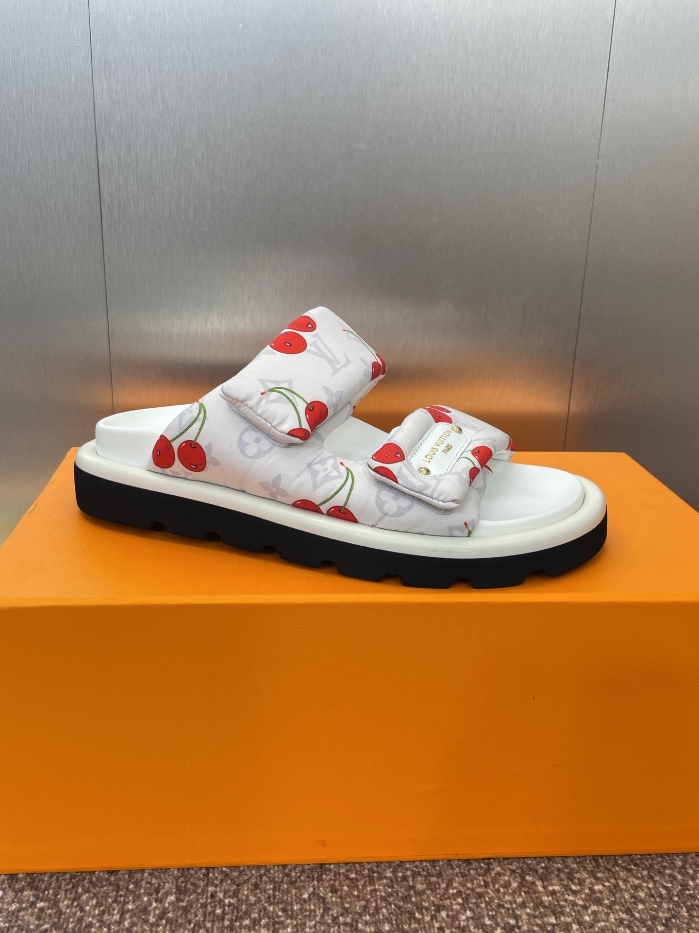 LV Cherry Slide Sandals White