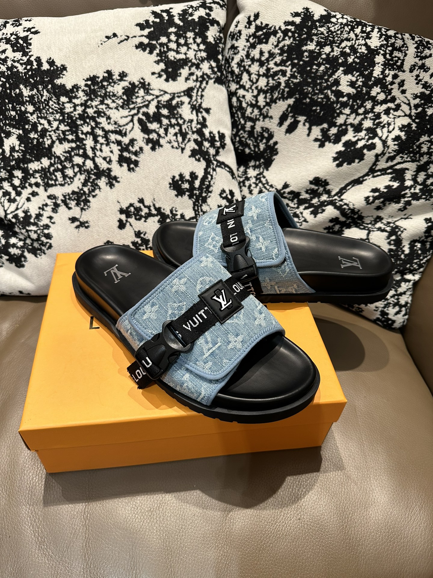 LV Buckle Slides Blue