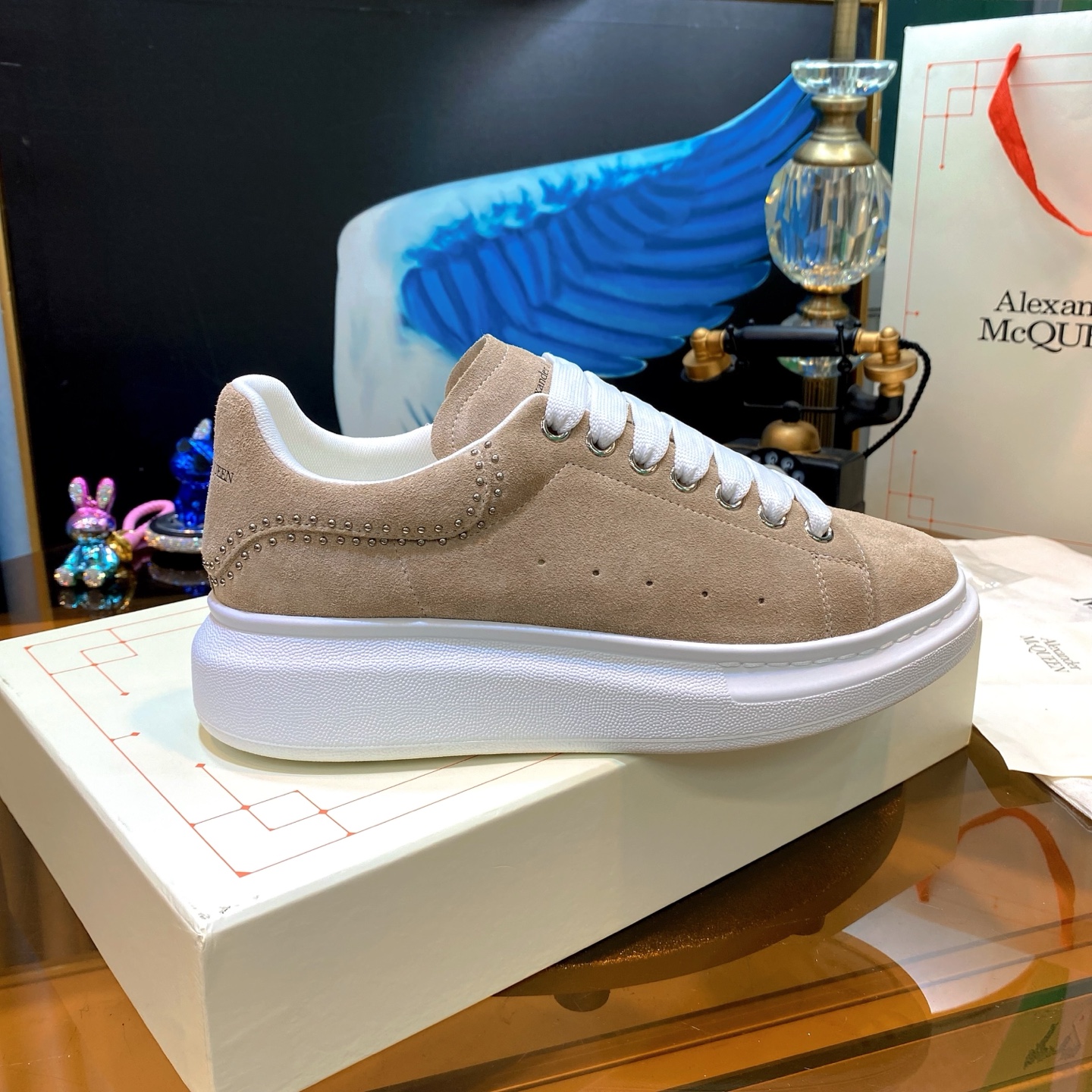 McQueen Stud Sneakers Beige