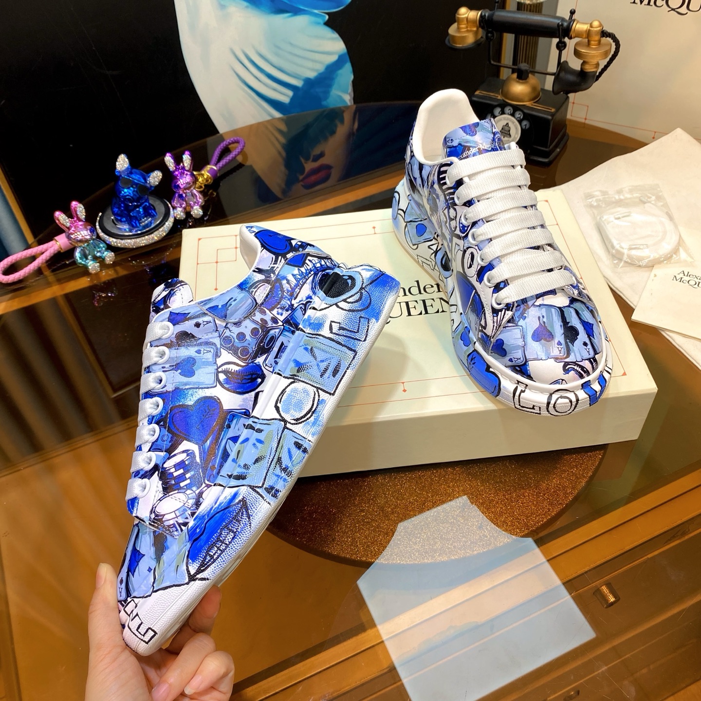 McQueen Graffiti Sneakers Blue