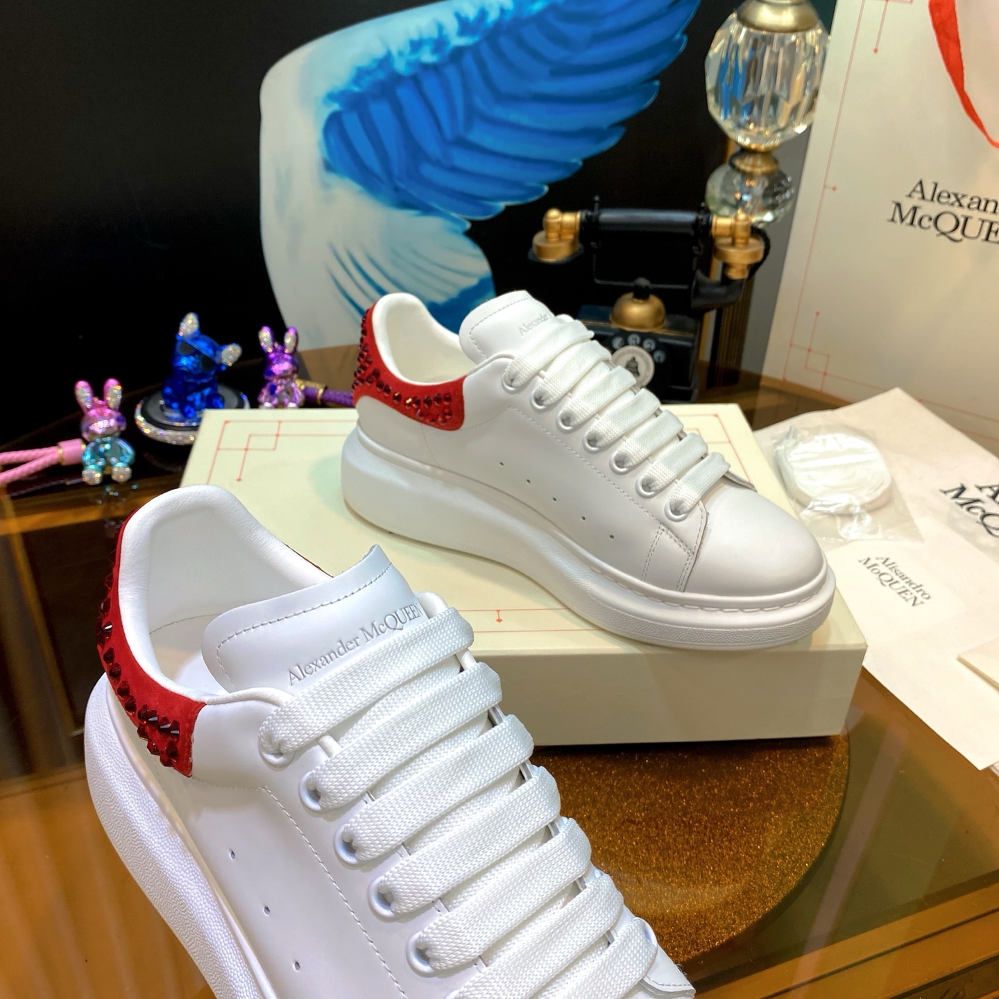 McQueen Stud Sneakers White Red