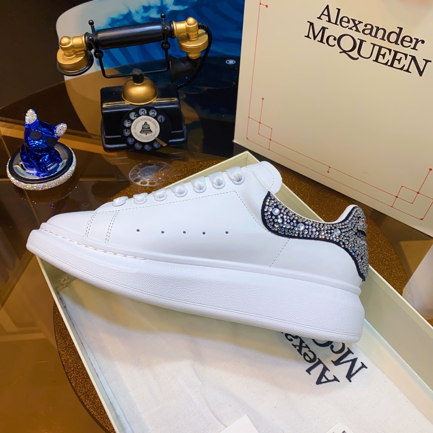 McQueen Crystal Shoes White