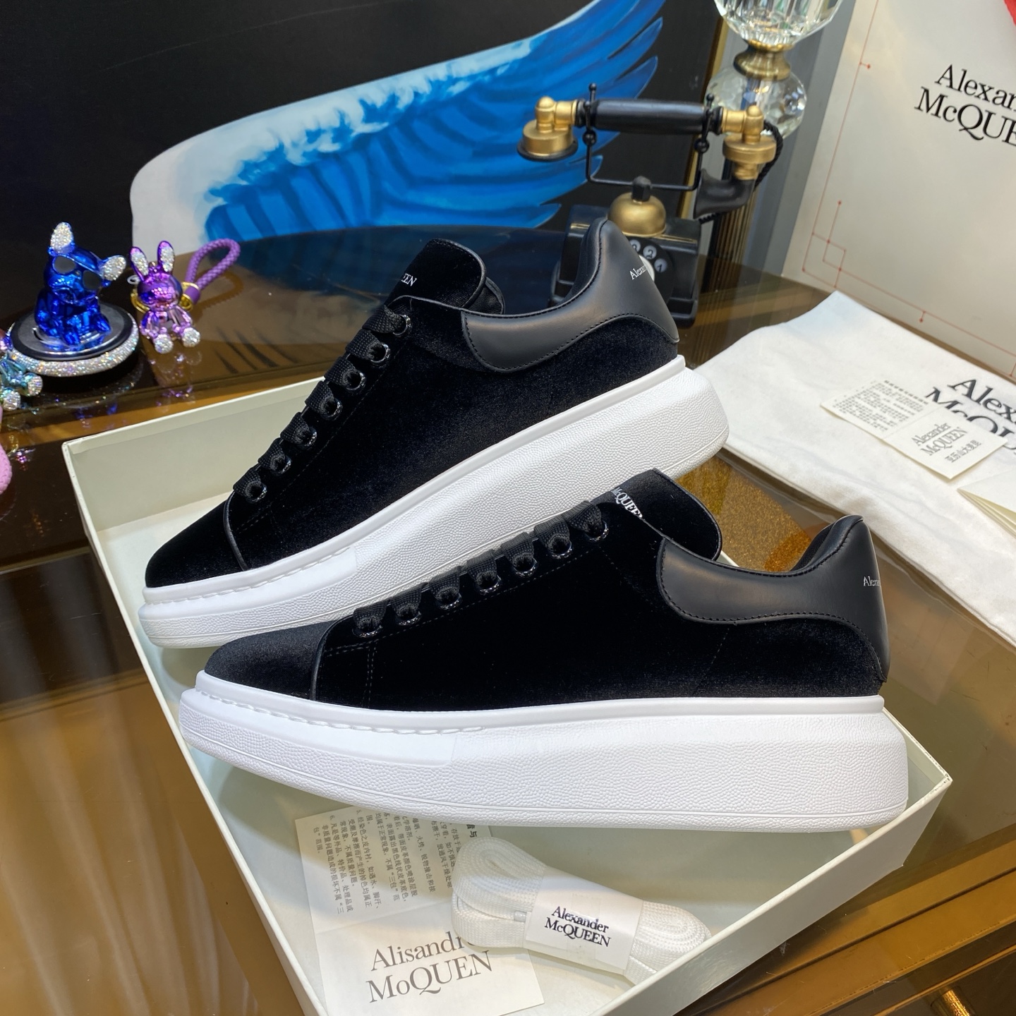 McQueen Velvet Shoes Black