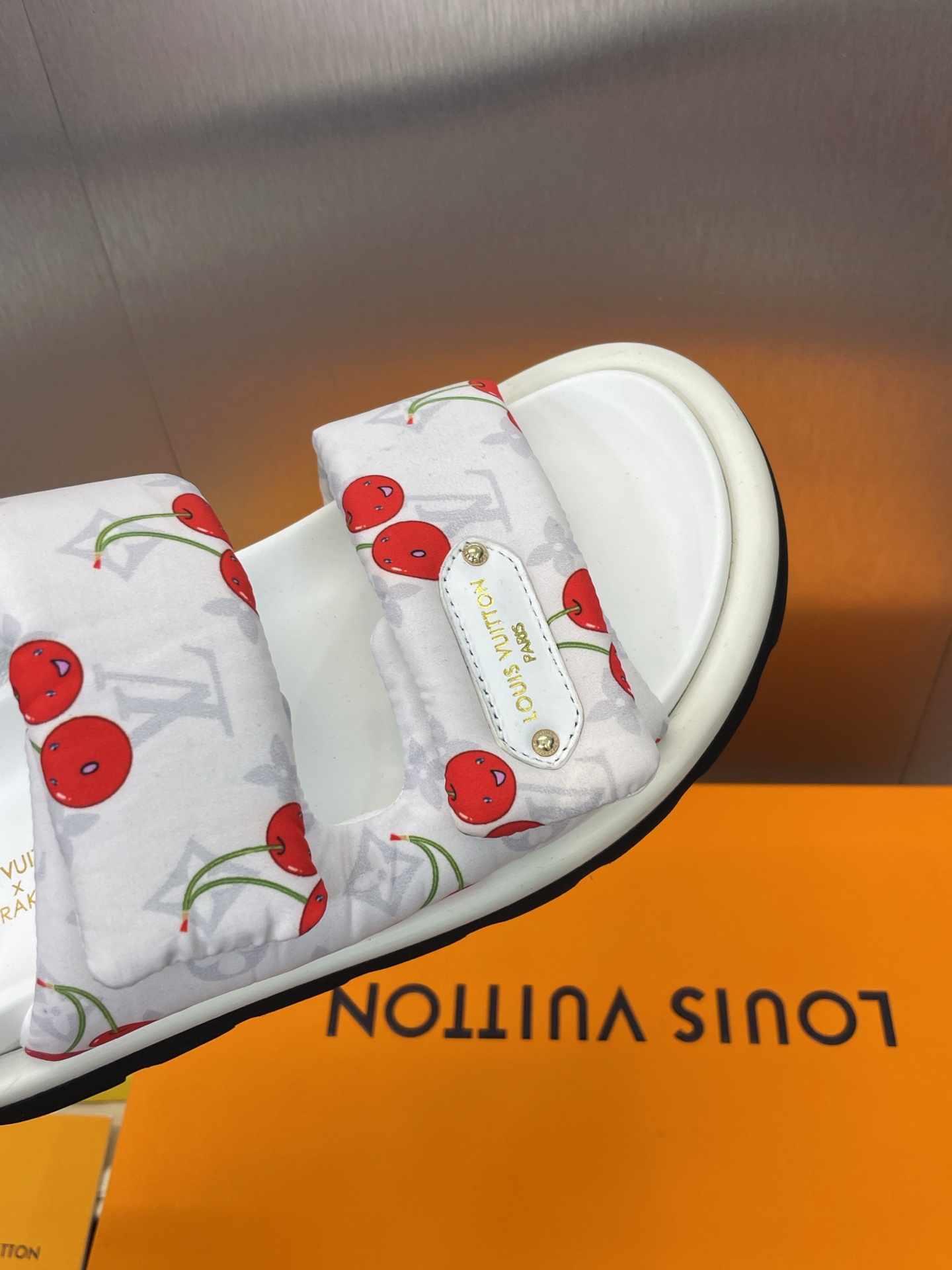 LV Cherry Slide Sandals White